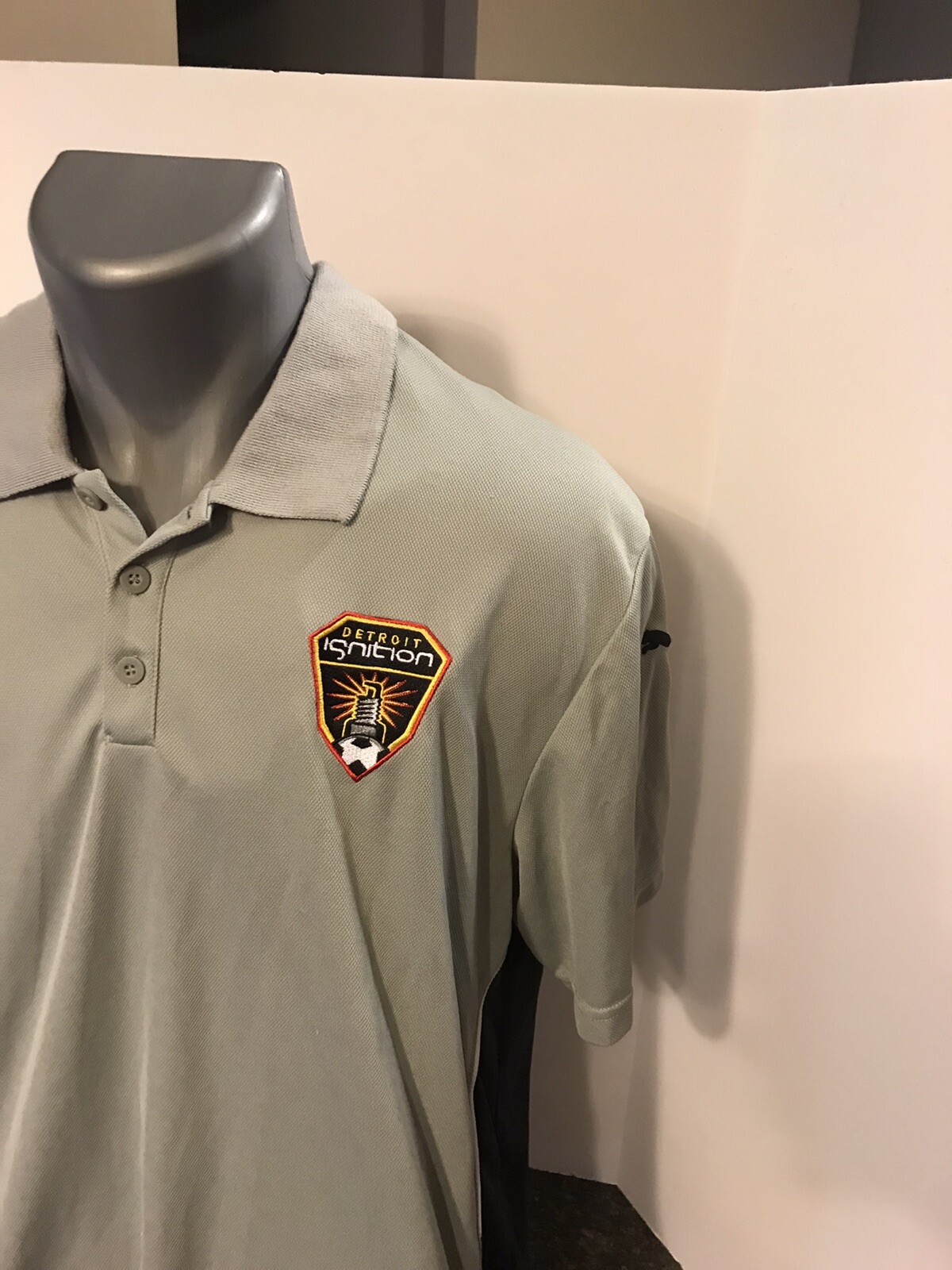 PUMA Men’s POLO Golf Shirt Gray Black Polyester XL – Detroit Ignition Soccer