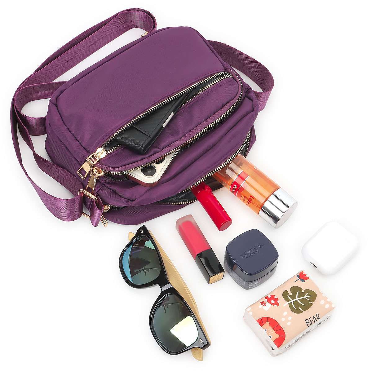 Messenger Handbag Waterproof Women Ladies Multi Pocket Cross Body Shoulder Bag