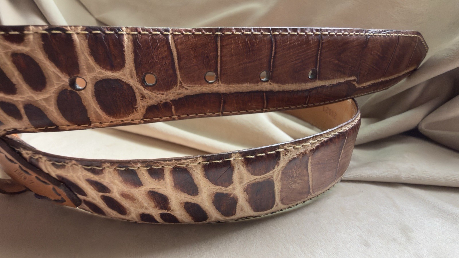 Martin Dingman Alligator Grain Calf Leather Belt 36 Brown USA Brass Buckle