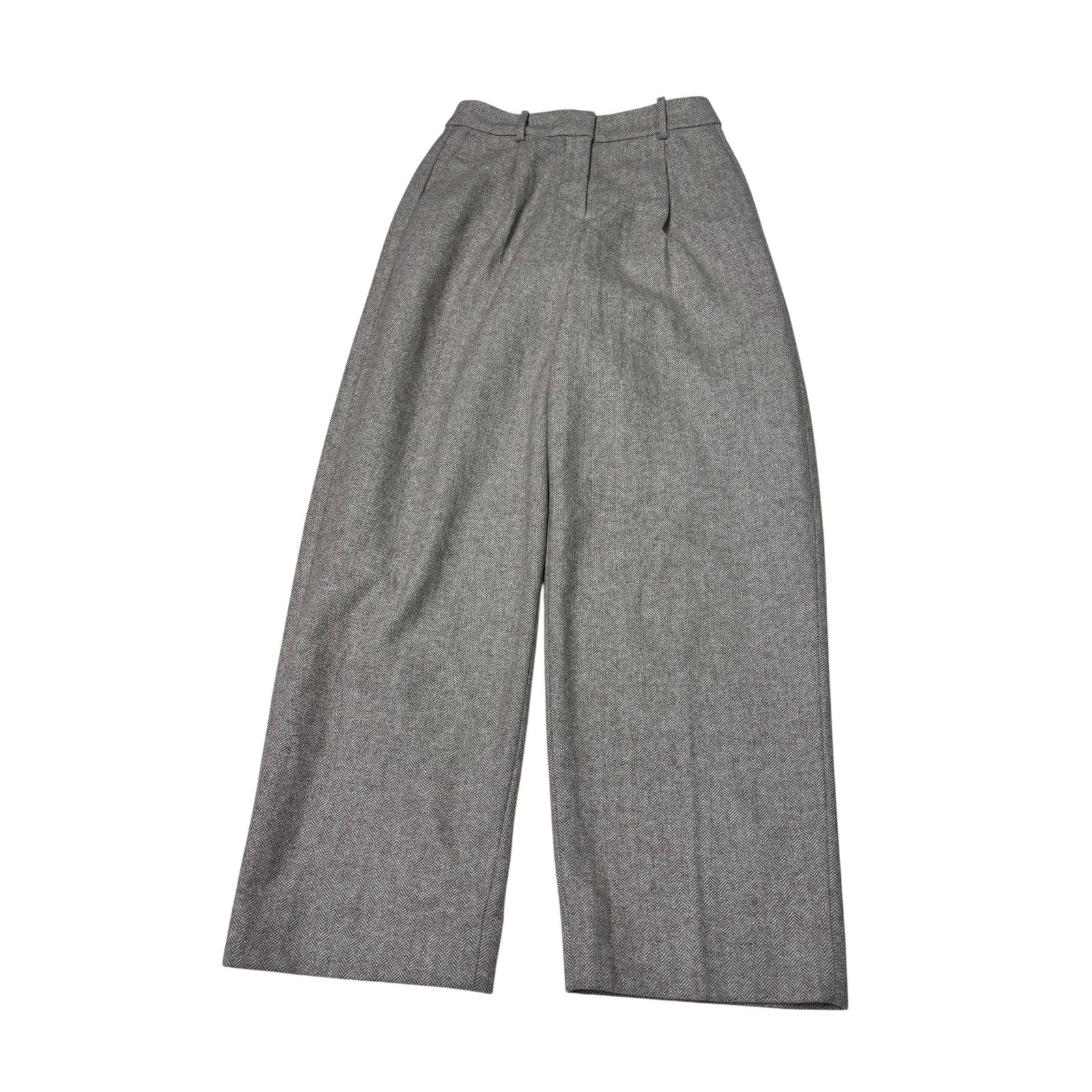 Banana Republic High-Rise Straight Puddle Wool Blend Pants Herringbone 0 W27 L31