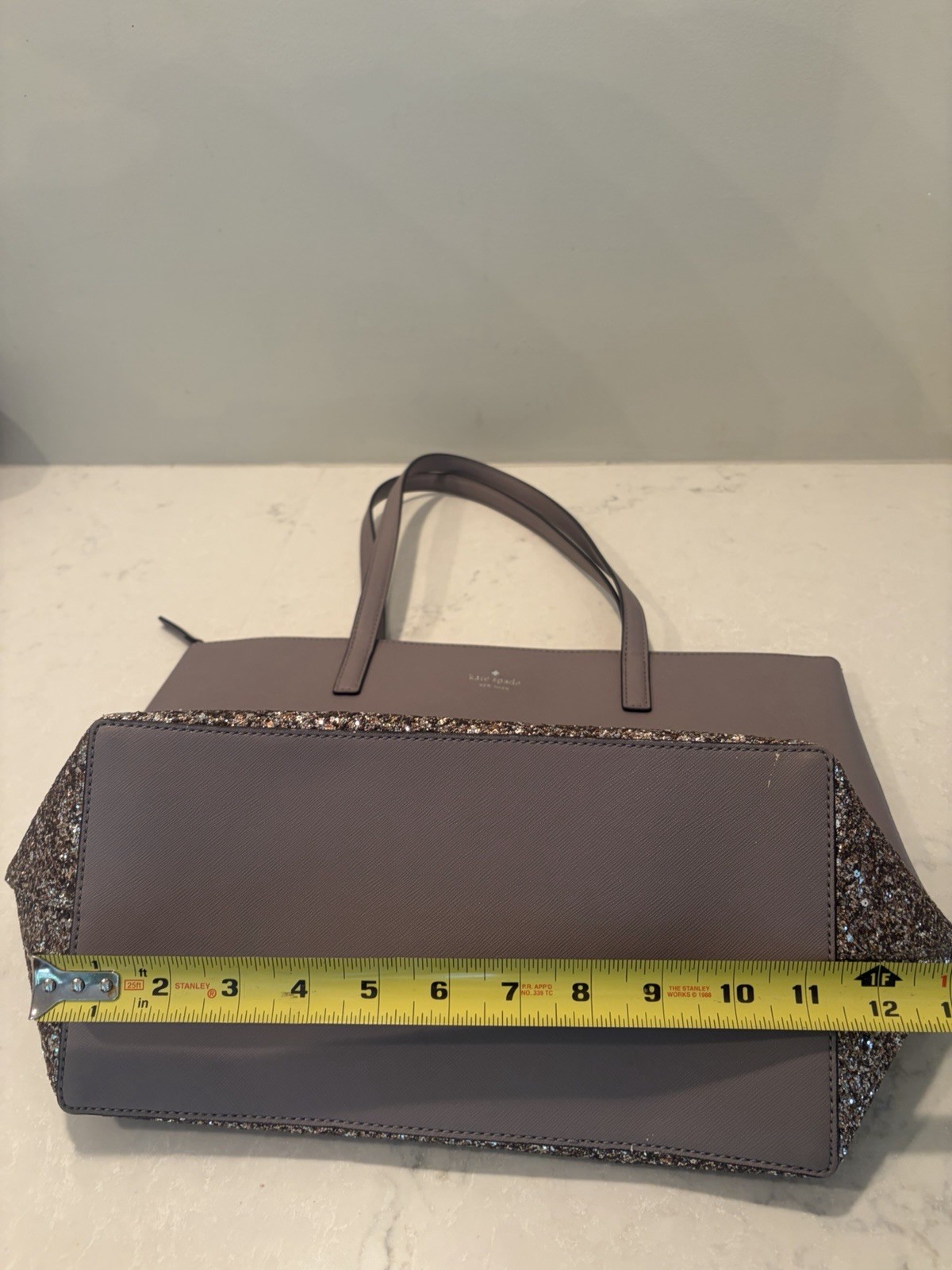 Kate Spade Greta Court Glitter Penny Tote Cityscape Grey