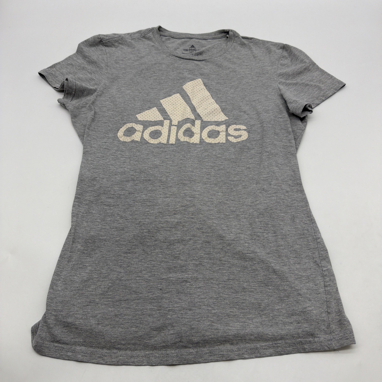 Adidas The Go To Tee T-shirt Women M Gray Graphic Print Logo .#47122