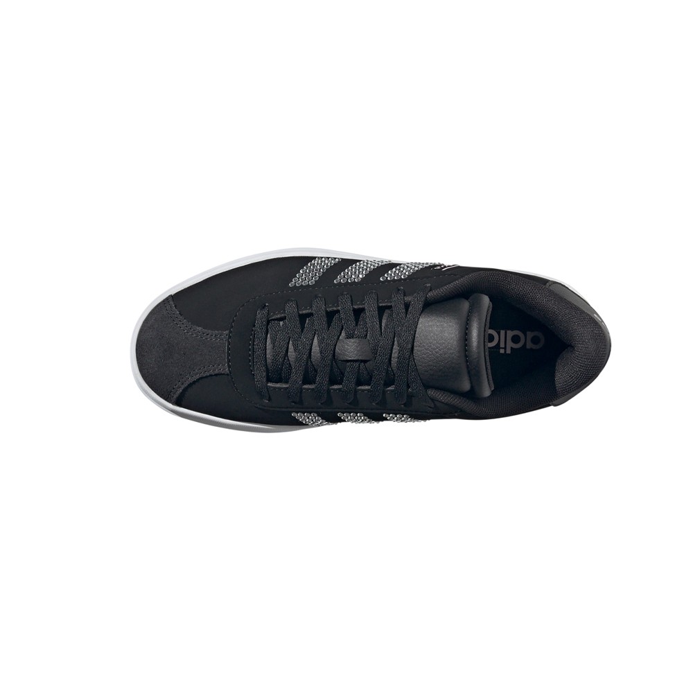 adidas Vl Court Bold Lace Up Youth Girls Black, White Sneakers Casual Shoes IH0