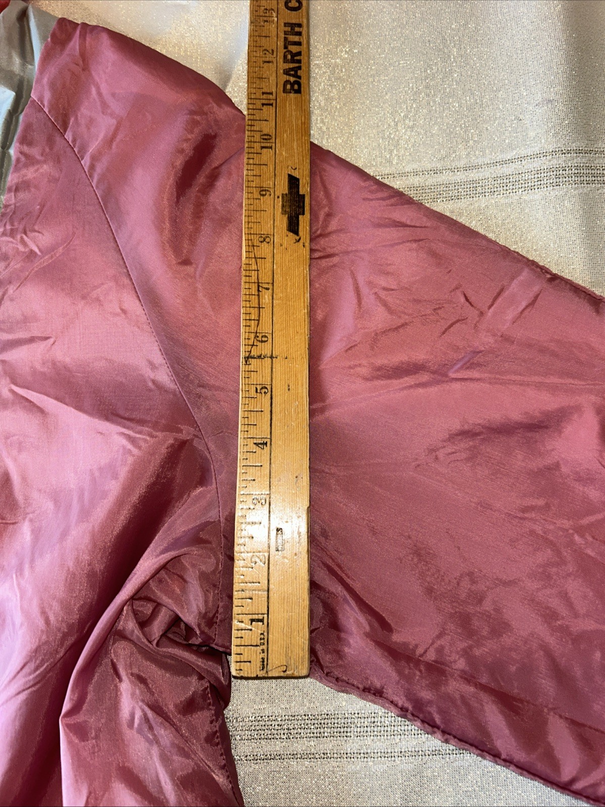 Vintage 60s Long Nylon Rubber Backed Trench Coat Pink Gray Women’s Size 20 1/2
