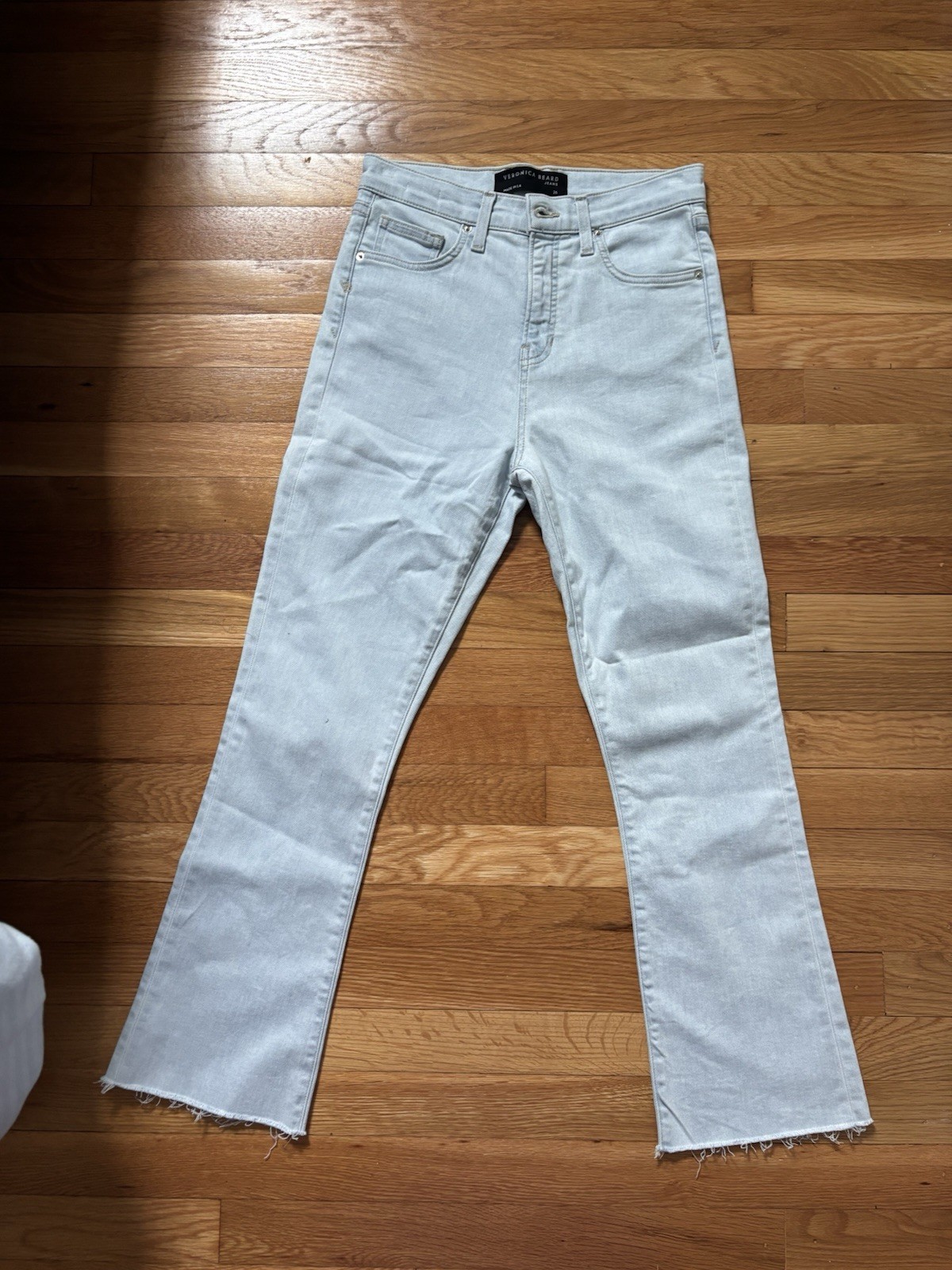 Veronica Beard Carly Kick Flare Jeans Denim Womens 27 White Raw Hem High Rise