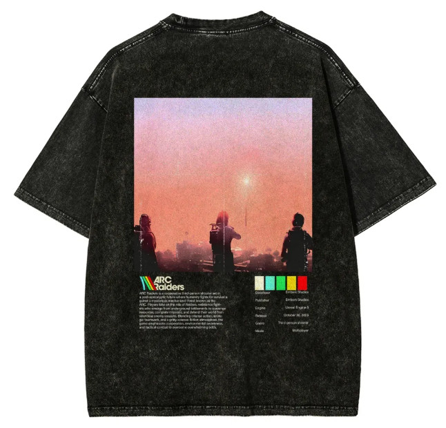 Retro Futuristic Duo Sunset Graphic Vintage Tee Streetwear Gift T-Shirt