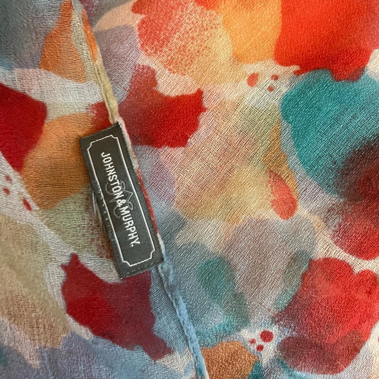 Johnston & Murphy OS Spring Maximal Colorful Scarf City Preppy Blue Red Fashion