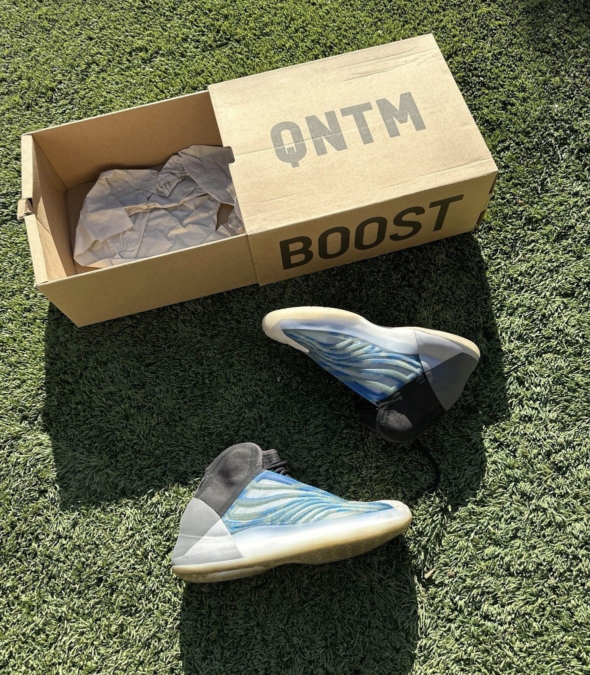 adidas Yeezy QNTM Frozen Blue GZ8872 Men’s Mid Top Basketball Sneakers