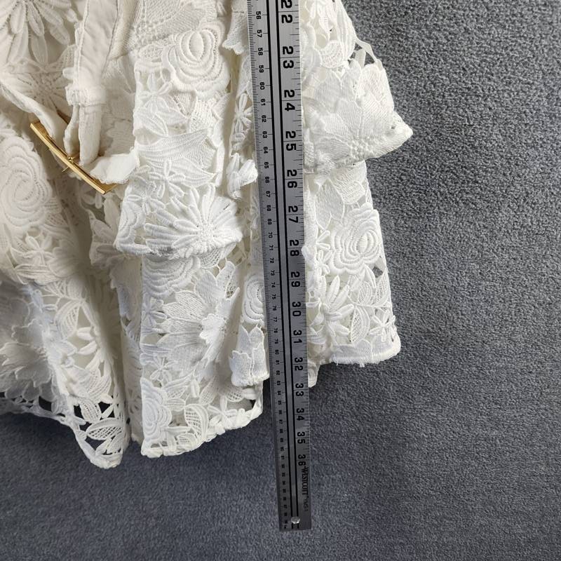 Generation Love Lisette 3D Lace Belted Dress Women’s S White Back Zip Closure