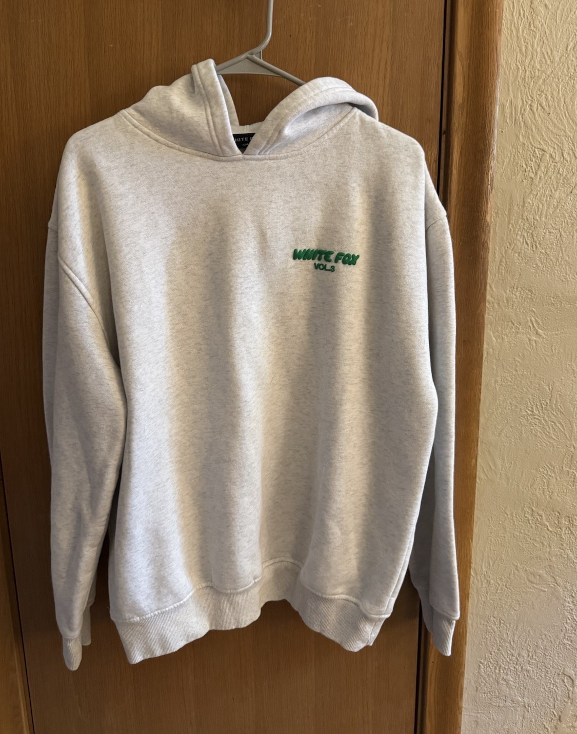 White Fox Light Grey and Green Vol. 3 Hoodie S/M Oversized Relaxed Fleece