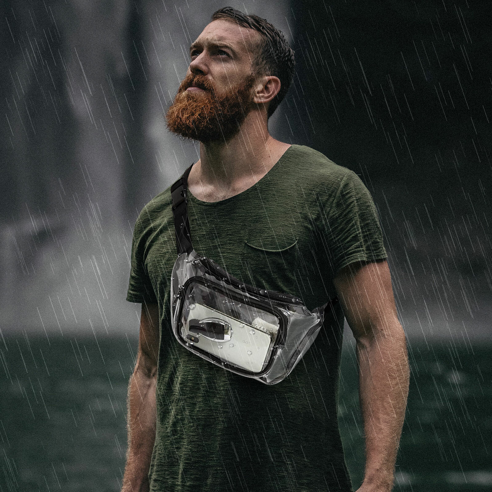 Waterproof Clear Waist Bag Transparent Zip Fanny Pouch Adjustable Strap Outdoor