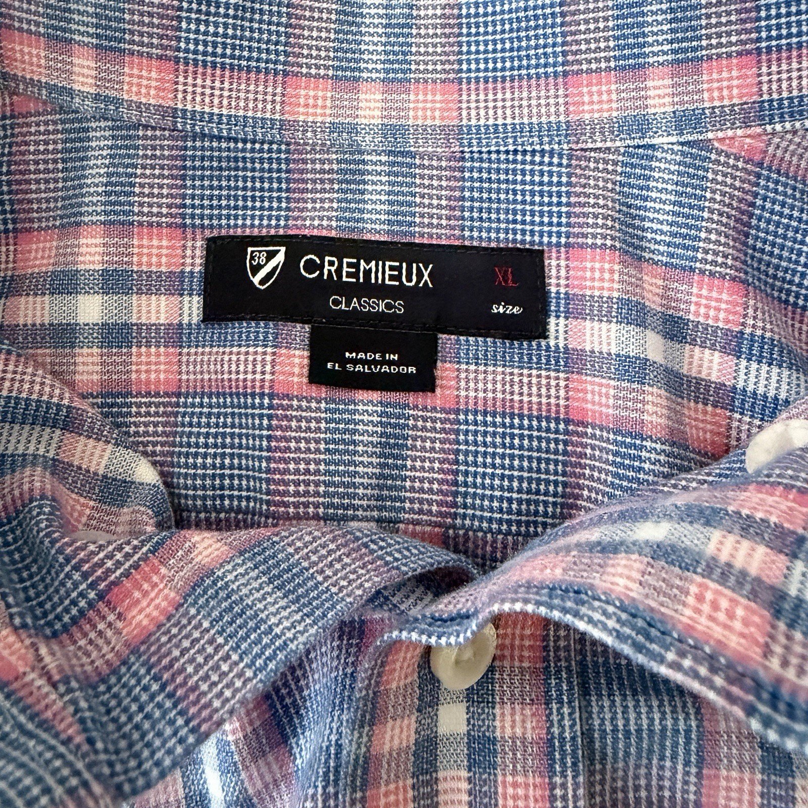 Cremieux Classics XL Long Sleeve Button Up Plaid Cotton Shirt Blue Pink White