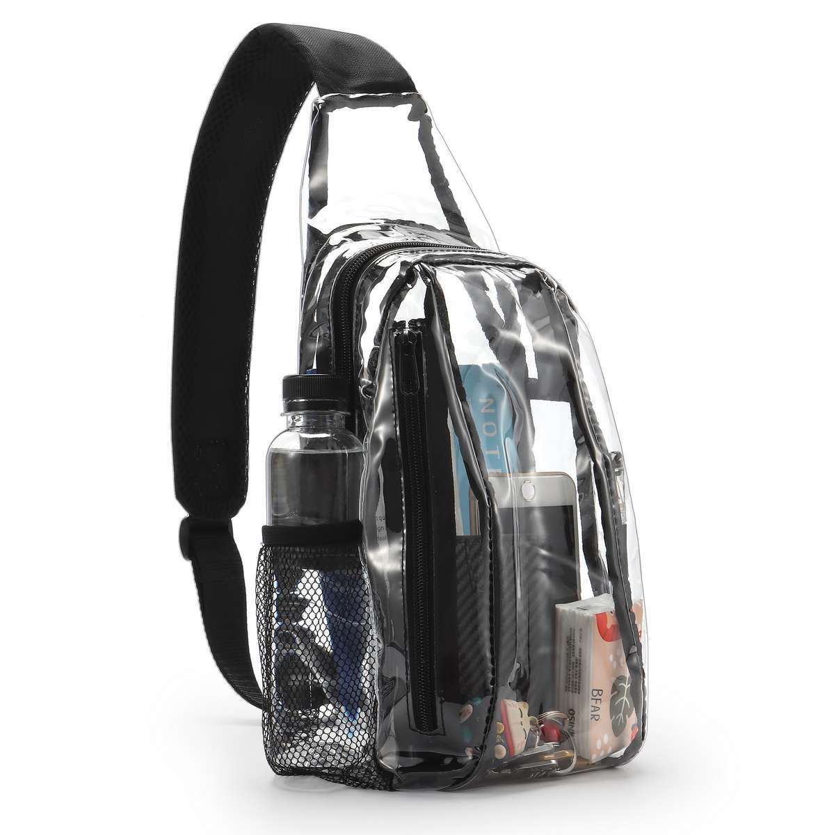 Clear PVC Sling Bag Transparent Stadium Shoulder Crossbody Chest Pack Adjustable