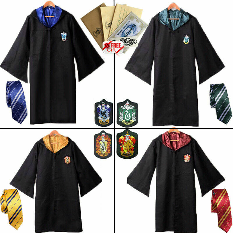 Harry Potter Children Adult Robe Cloak Gryffindor Slytherin Cosplay Costume US