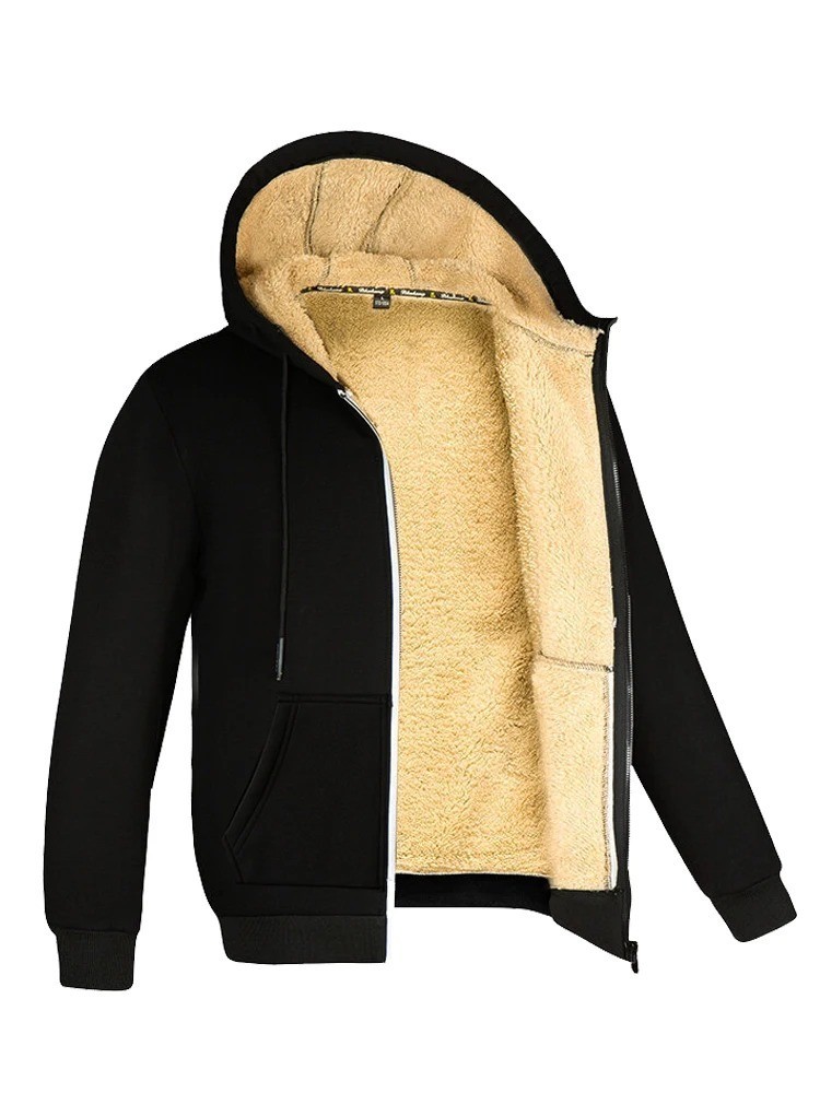 Winter Lambswool Thick Coat Warm Jacket Long Sleeve Zip Hoodie Casual Outerwear