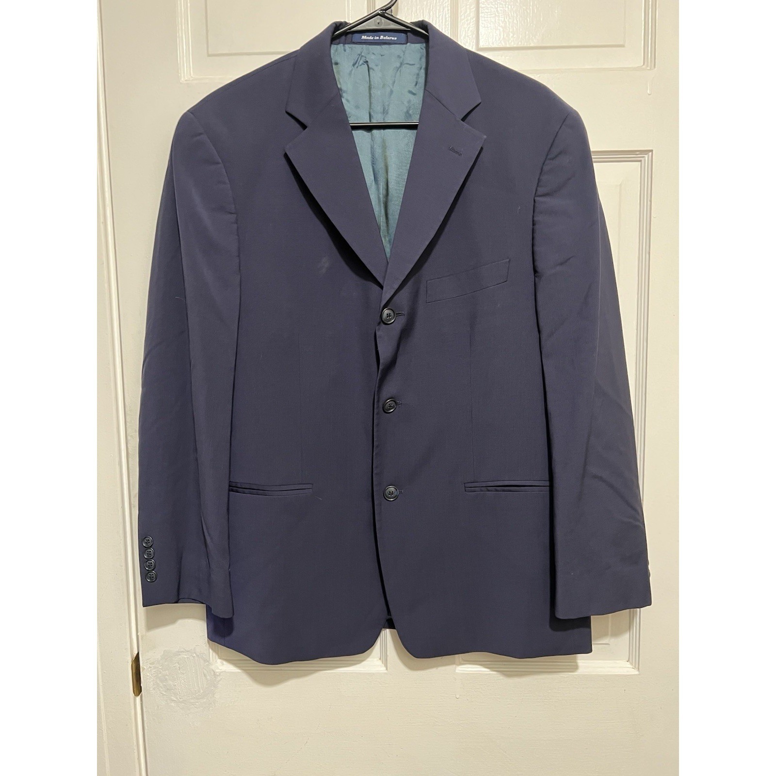 40S Mens Alan Flusser Navy Blue Suit Jacket