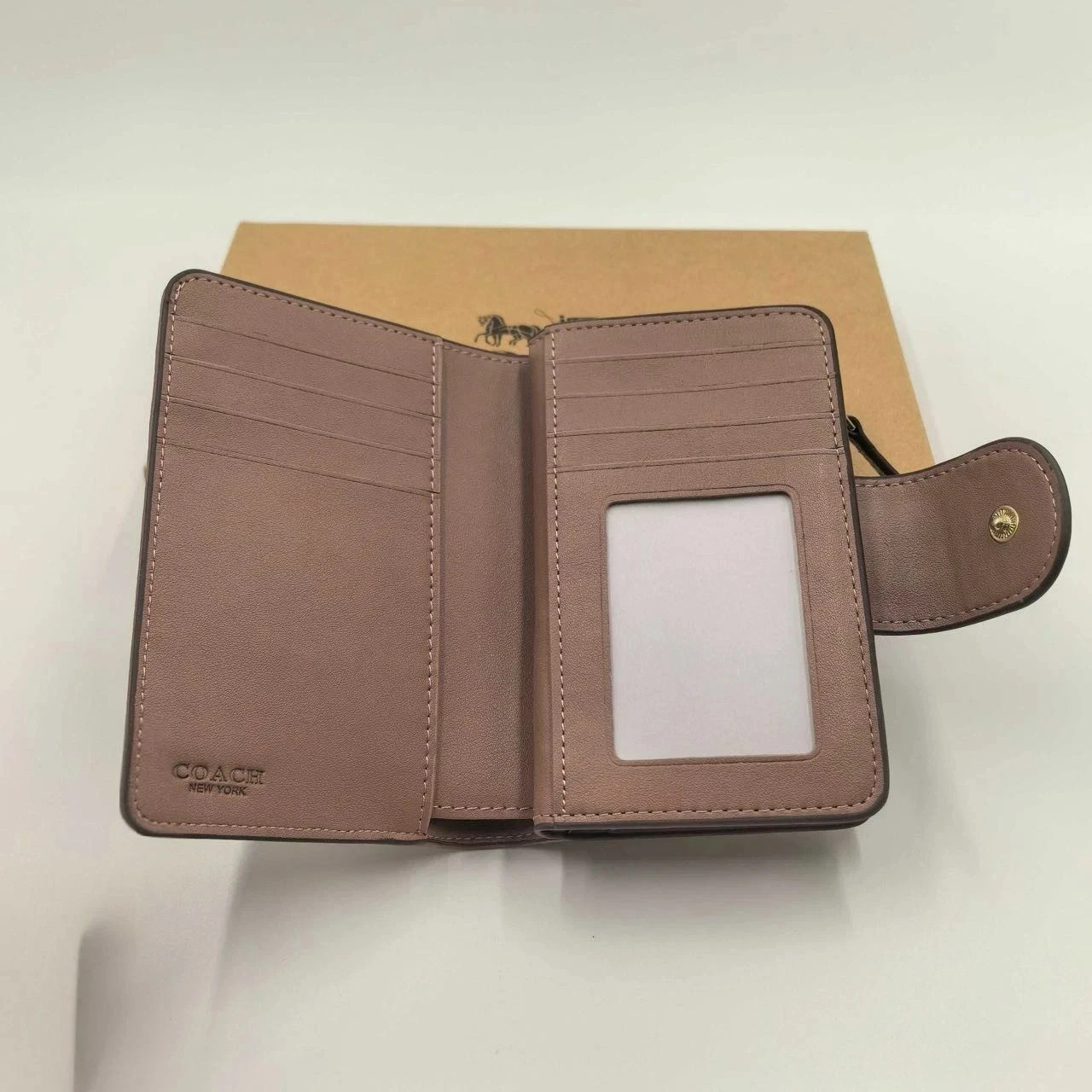 NWT COACH CEC32 Medium Corner Zip Wallet Signature Jacquard w Floral Embroidery