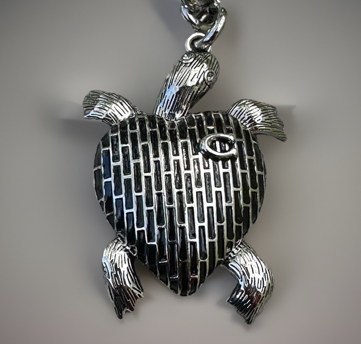 Graphite Black Turtle Bag Charm Keychain | Premium Velvet Dust Bag Included