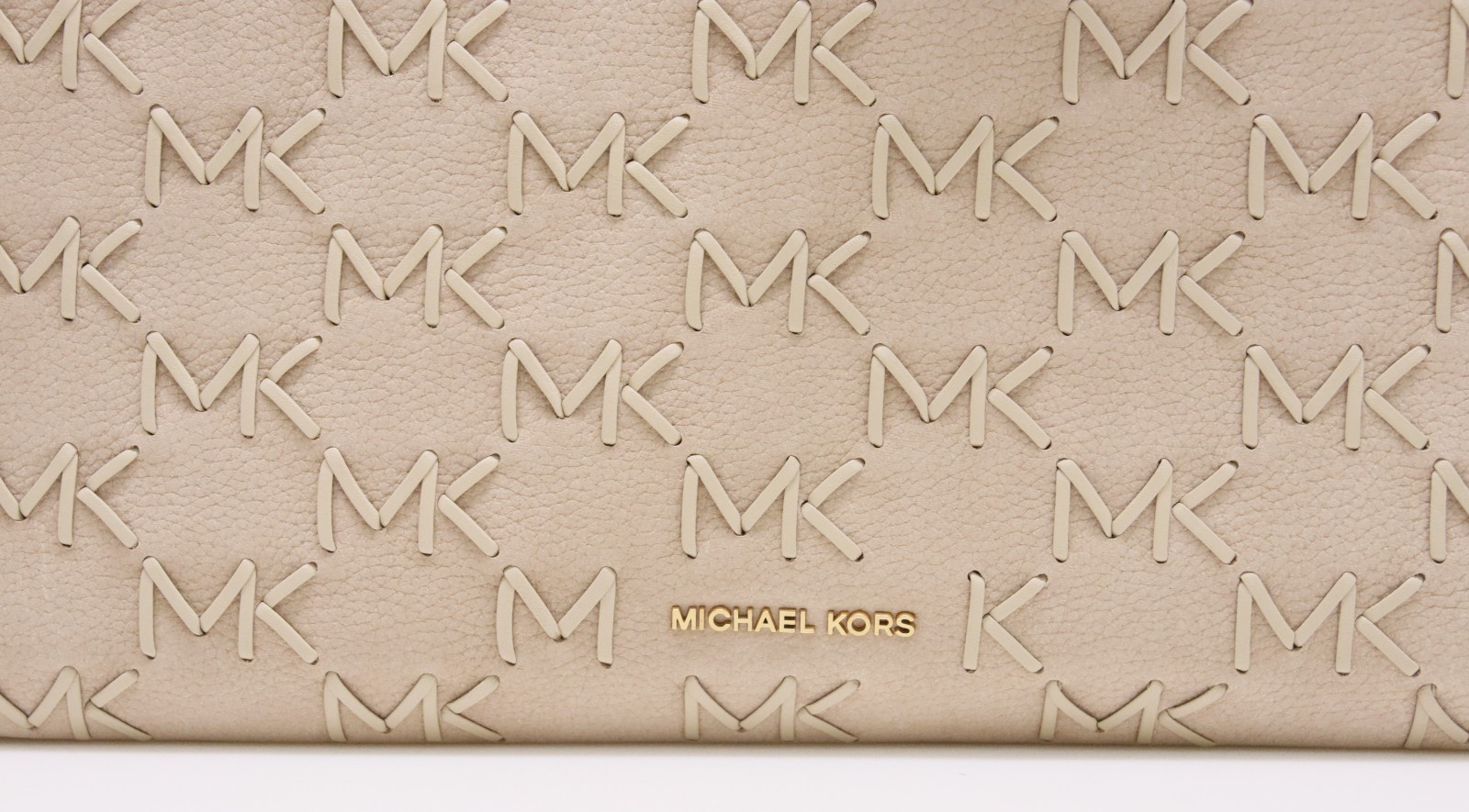 Michael Kors Nolita Medium Whipstitched Logo Leather Shoulder Bag – Khaki – New