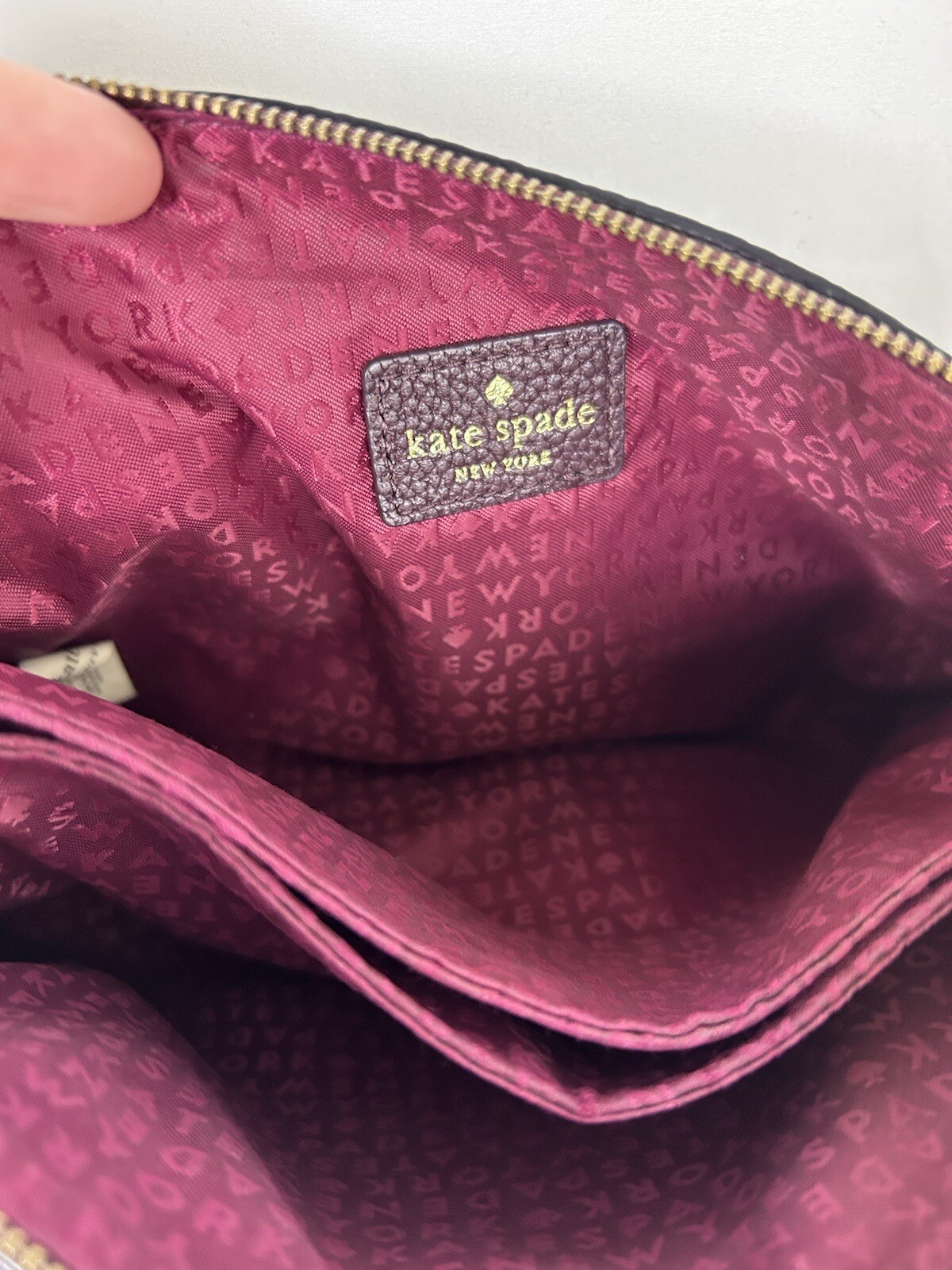 Kate Spade Burgundy Wine Small Crossbody Purse Handbag 10x7x3 Flaw Repair Needs