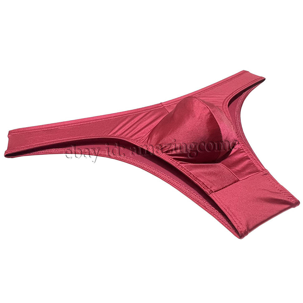 Sex Men Silk Glossy Bikini Briefs Male Cheek Underwear 1/2 Hip Coverage Swimsuit