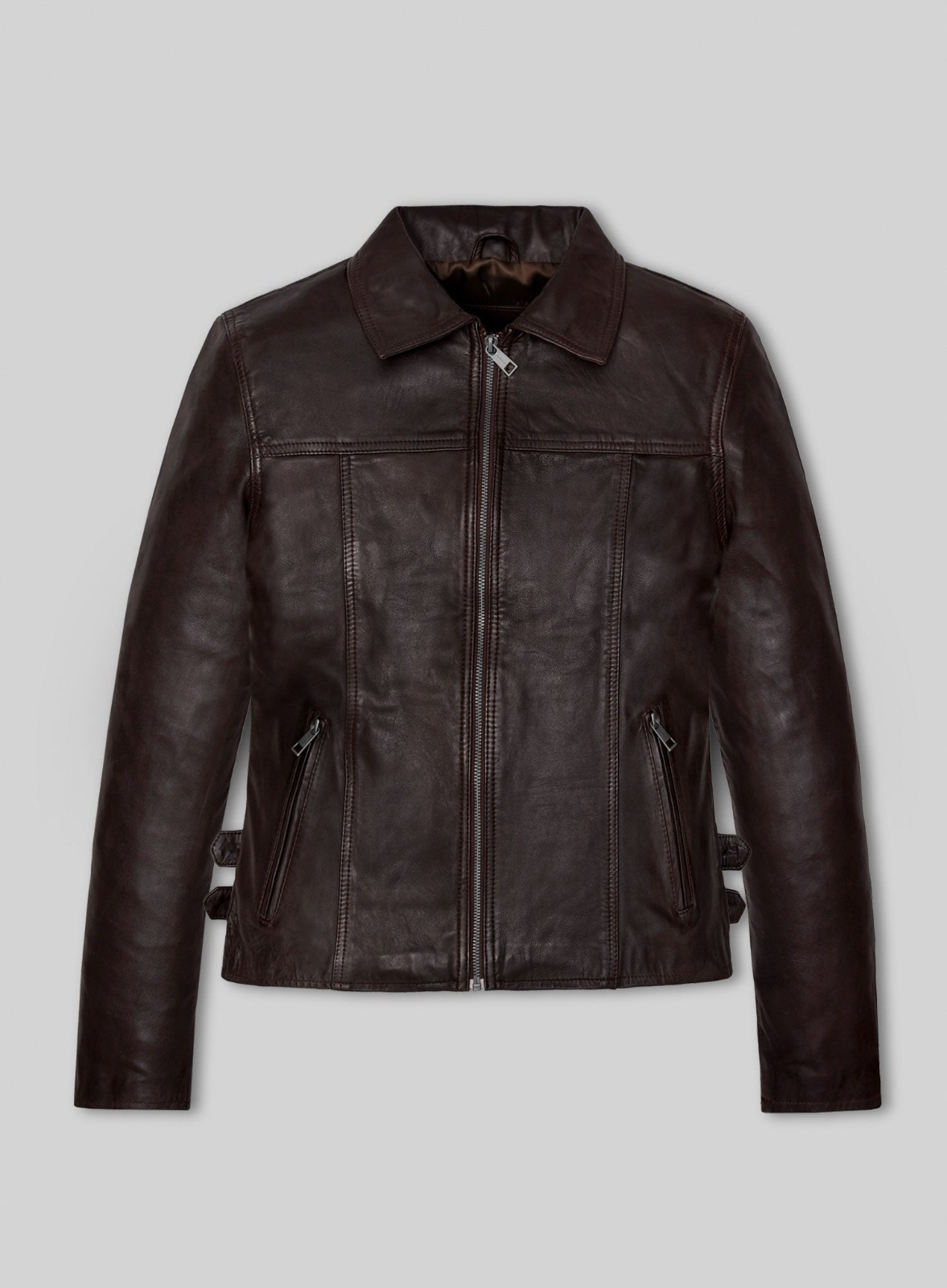 Women’s Dark Brown Leather Biker Jacket Pure Lambskin Size XS S M L XL XXL 3XL