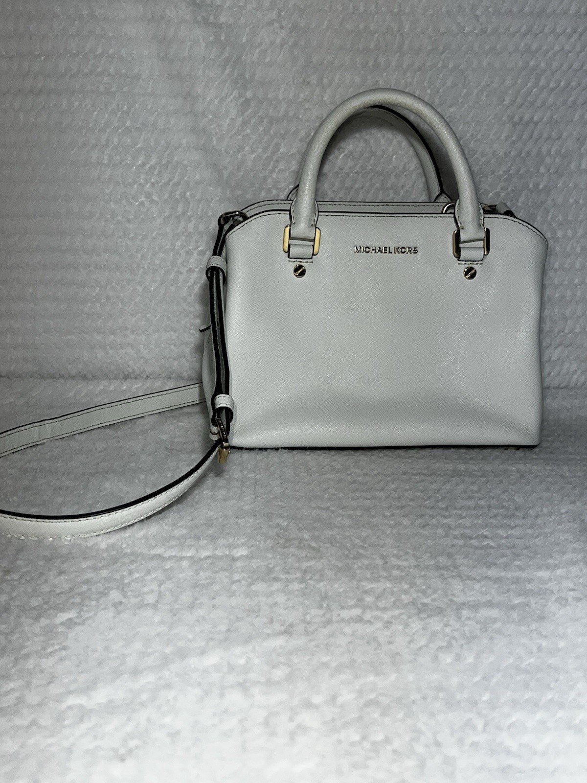 Michael Kors Savannah White Optic White Small Satchel Leather