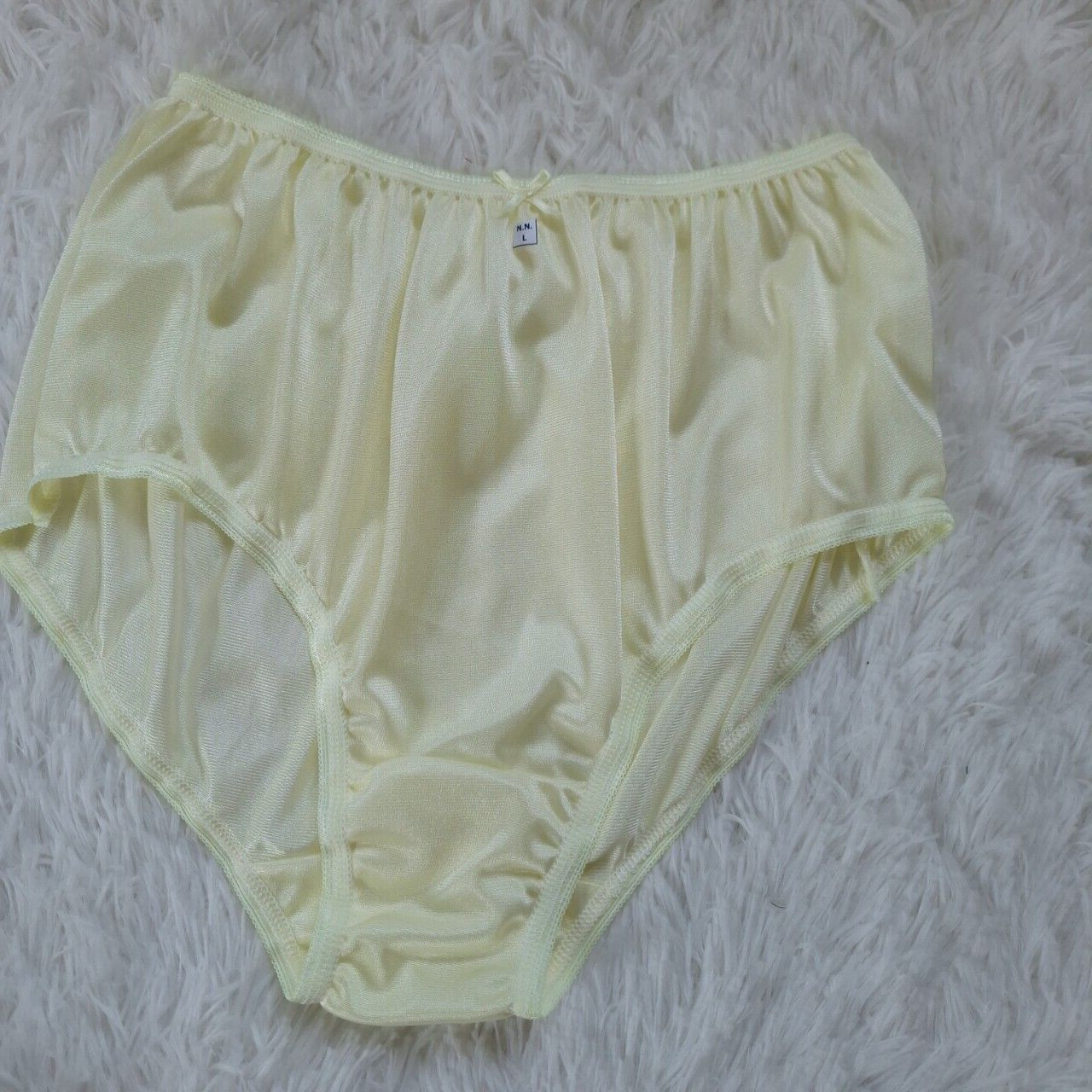 7pc Yellow Nylon Panties Underwear Silky Soft Smooth Briefs Full Waist 30″-36″ L