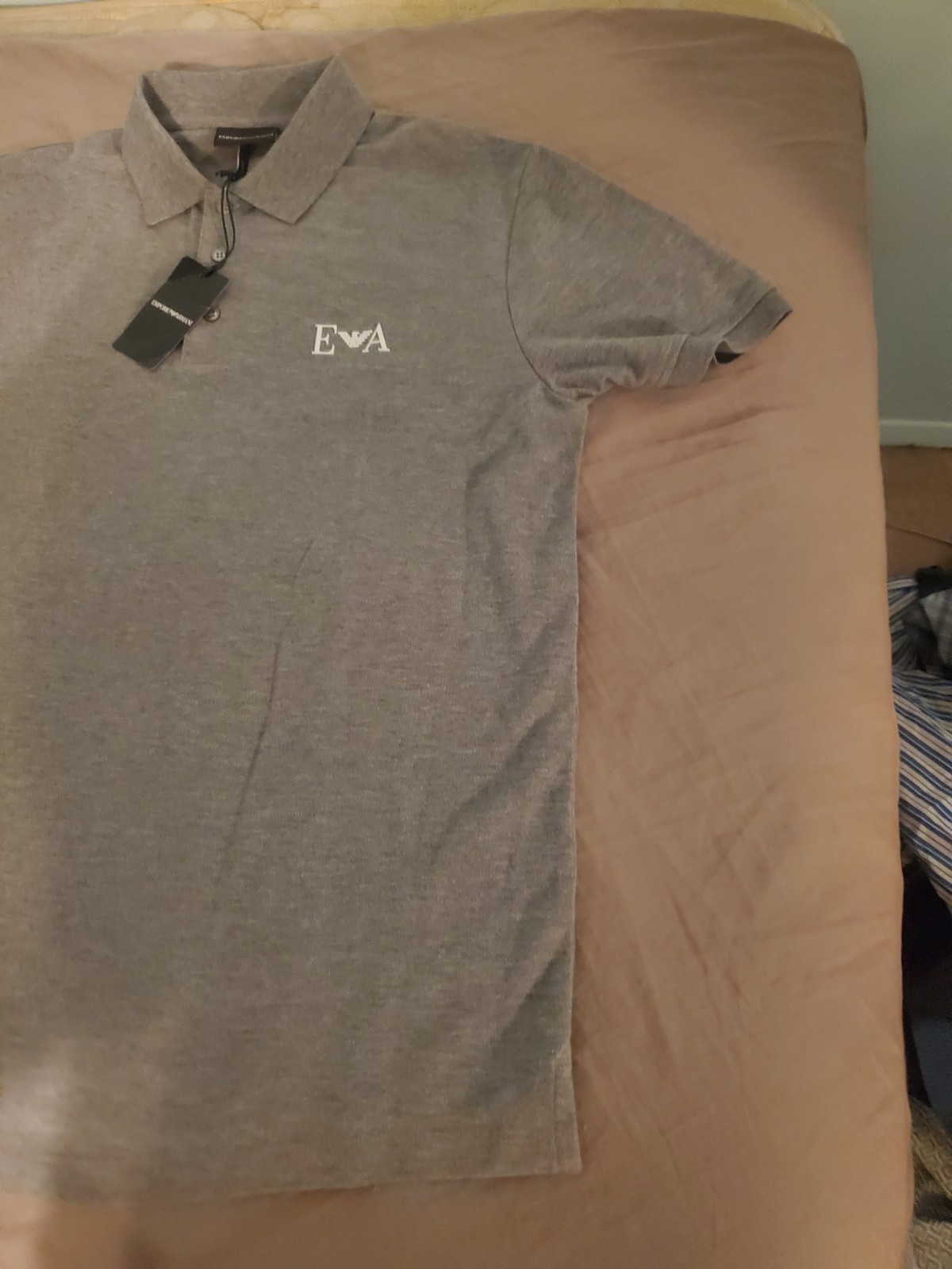 Emporio Armani Mens Medium Gray Short Sleeve Polo