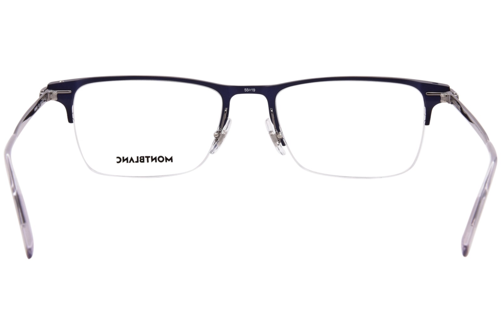 Mont Blanc MB0468O 003 Eyeglasses Frame Men’s Blue Ruthenium Semi Rim 55mm