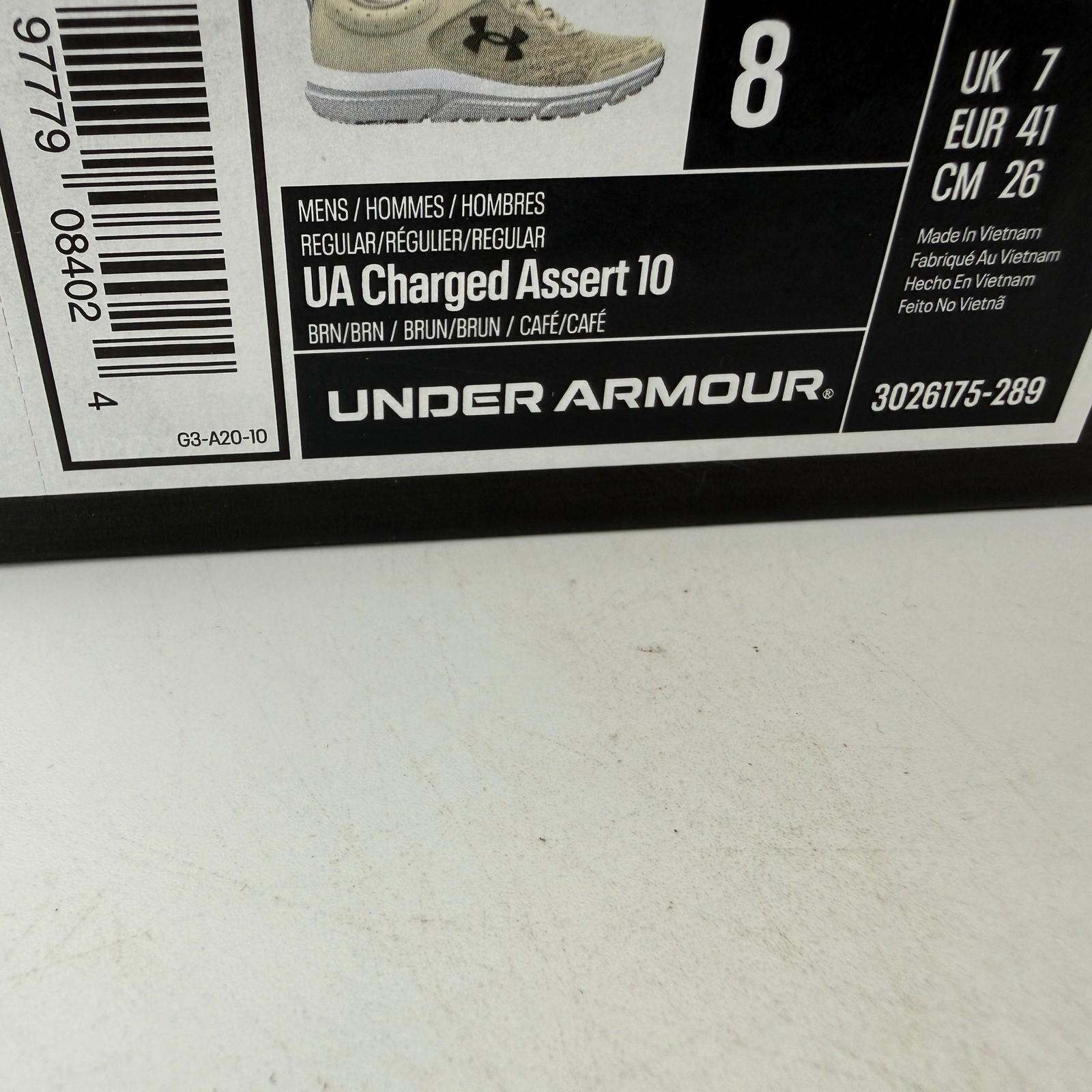 Under Armour Charged Assert 10 Mens Running Shoes Size 8 Brown Tan 3026175-289