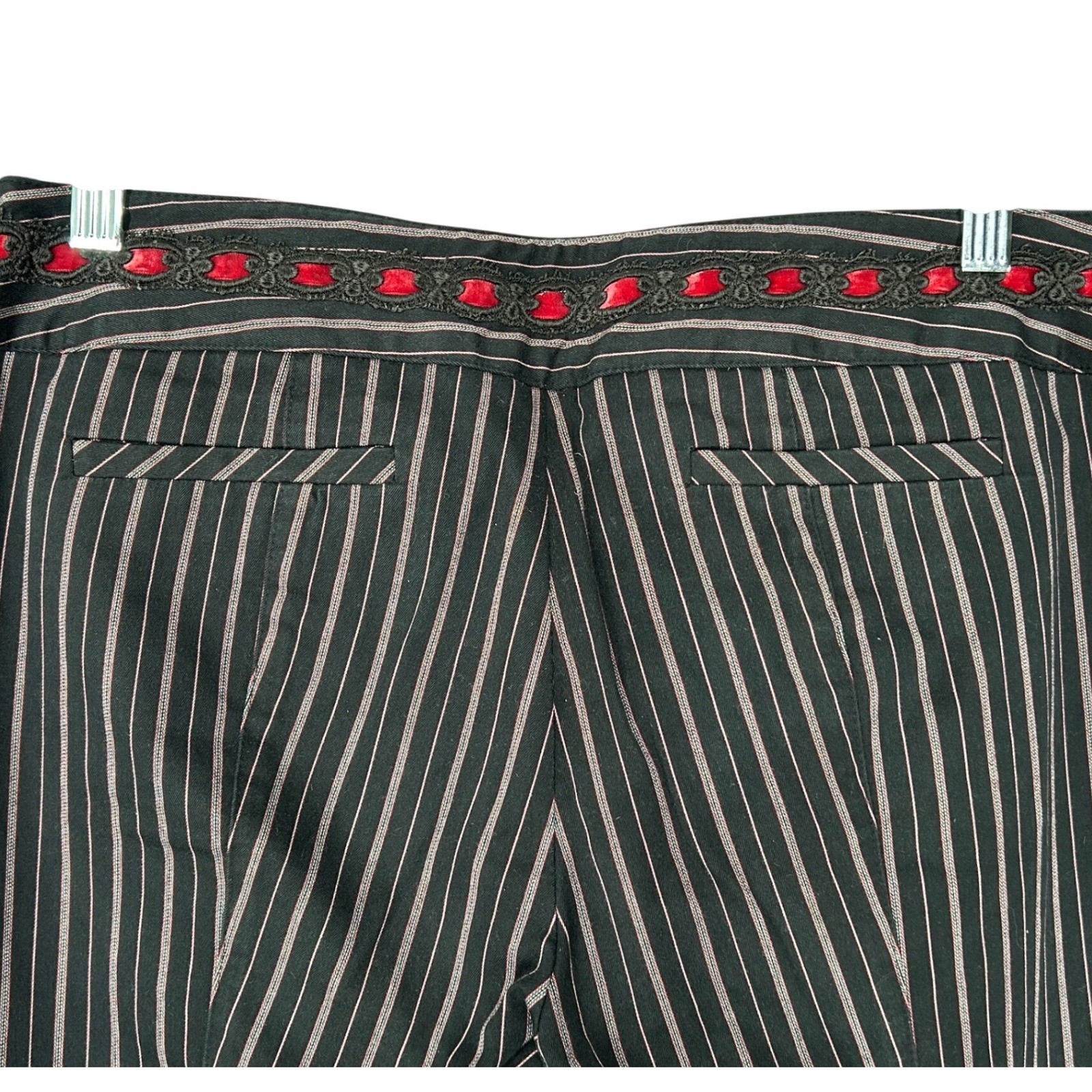 Nanette Lepore Pin Stripe Pants Ribbon Waist Double Button/Hook Women’s Size 6
