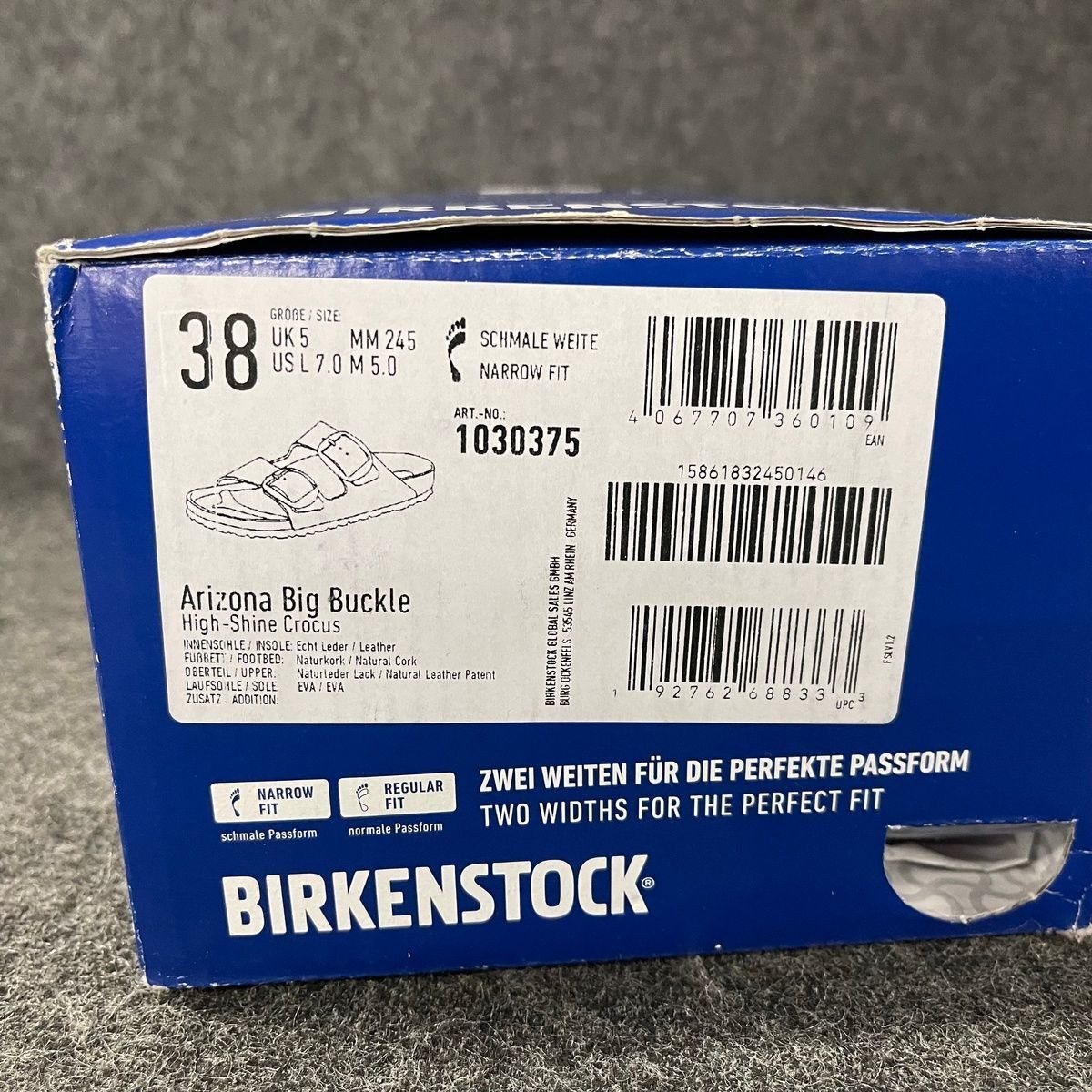 BIRKENSTOCK Arizona Big Buckle Patent Sandals Unisex Size M5/W7