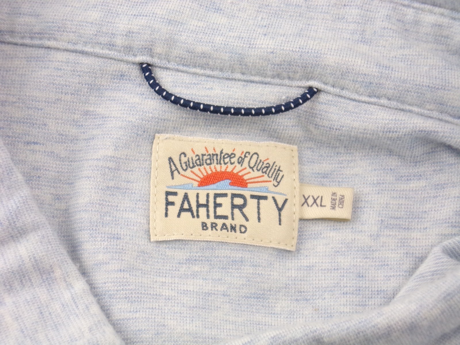 Faherty Movement Polo Shirt 2XL Blue Stretch 3 Button Placket MKC0115