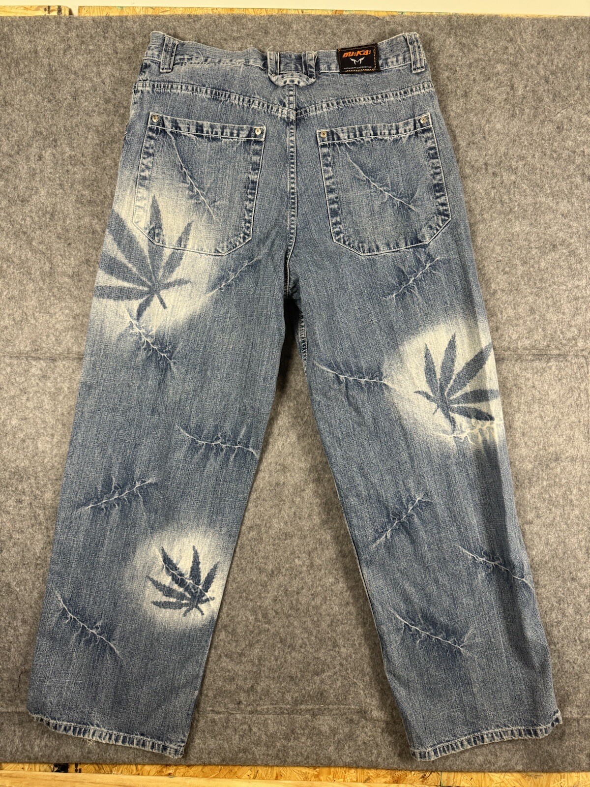Muka Jeans 34×30 Weed Farmer Marijuana Baggy Carpenter Hip Hop Y2K