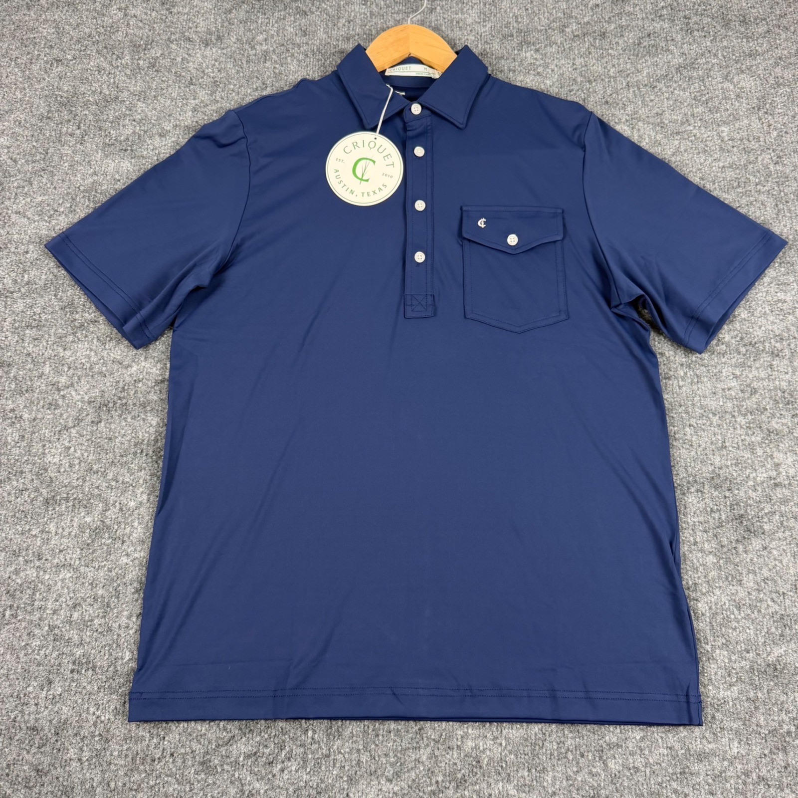 Criquet Men Performance Players Polo Shirt M Navy Blue NWT