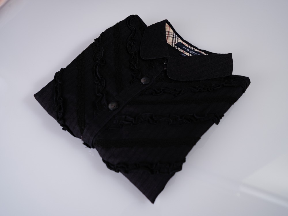 Burberry London Black Ruffle Blouse Shirt 120 Excellent Authentic Luxury Japan