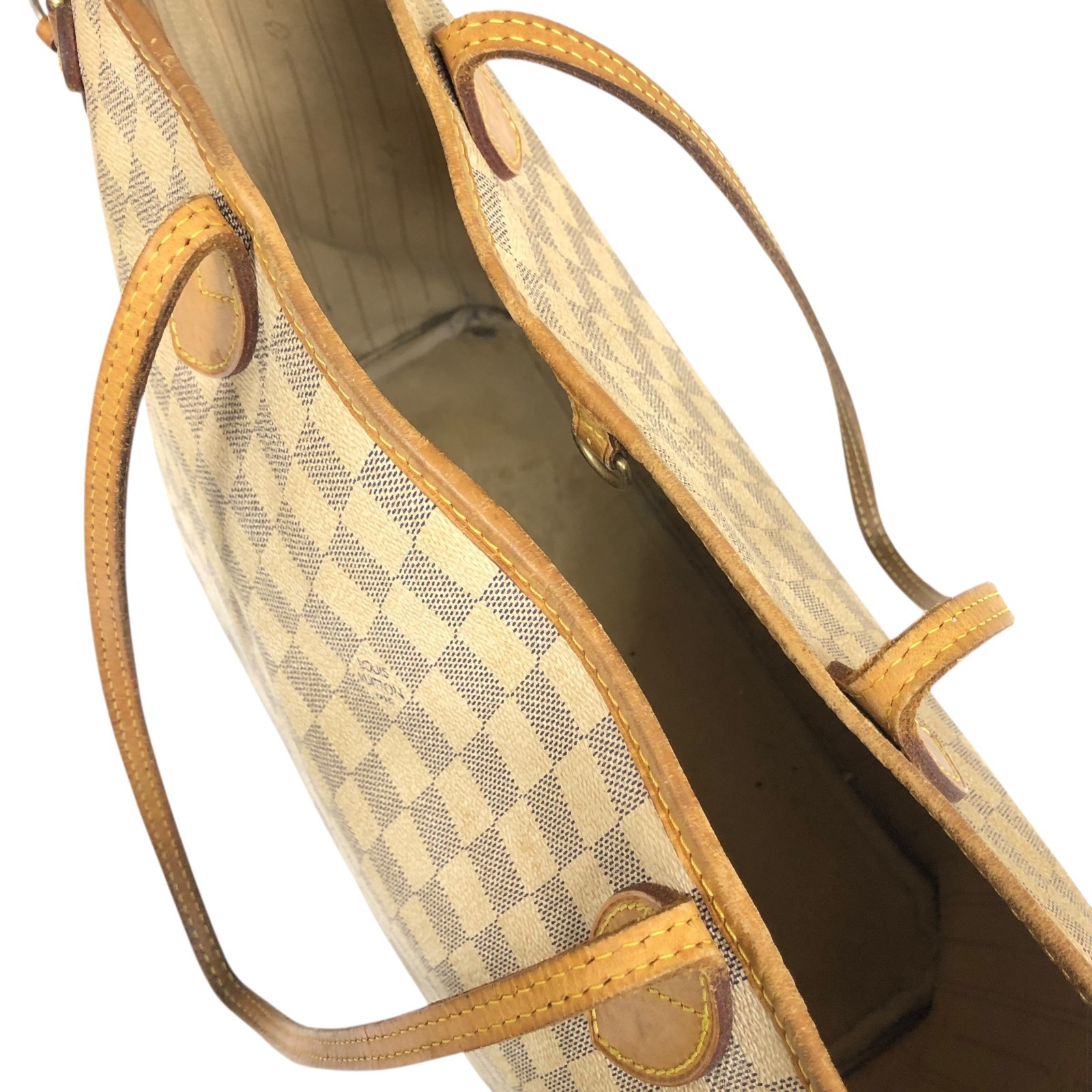 Auth Louis Vuitton Neverfull MM Tote Bag Damier Azur Shoulder Bag N51107 GI3182