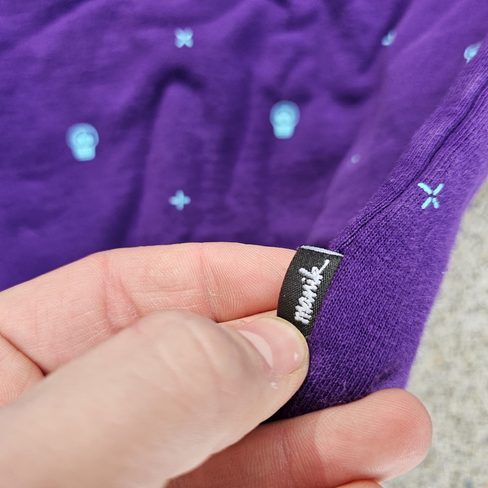 🔥 Vintage Y2K Manik Skateboards Crewneck Sweatshirt Purple Skulls AOP Men M 🔥