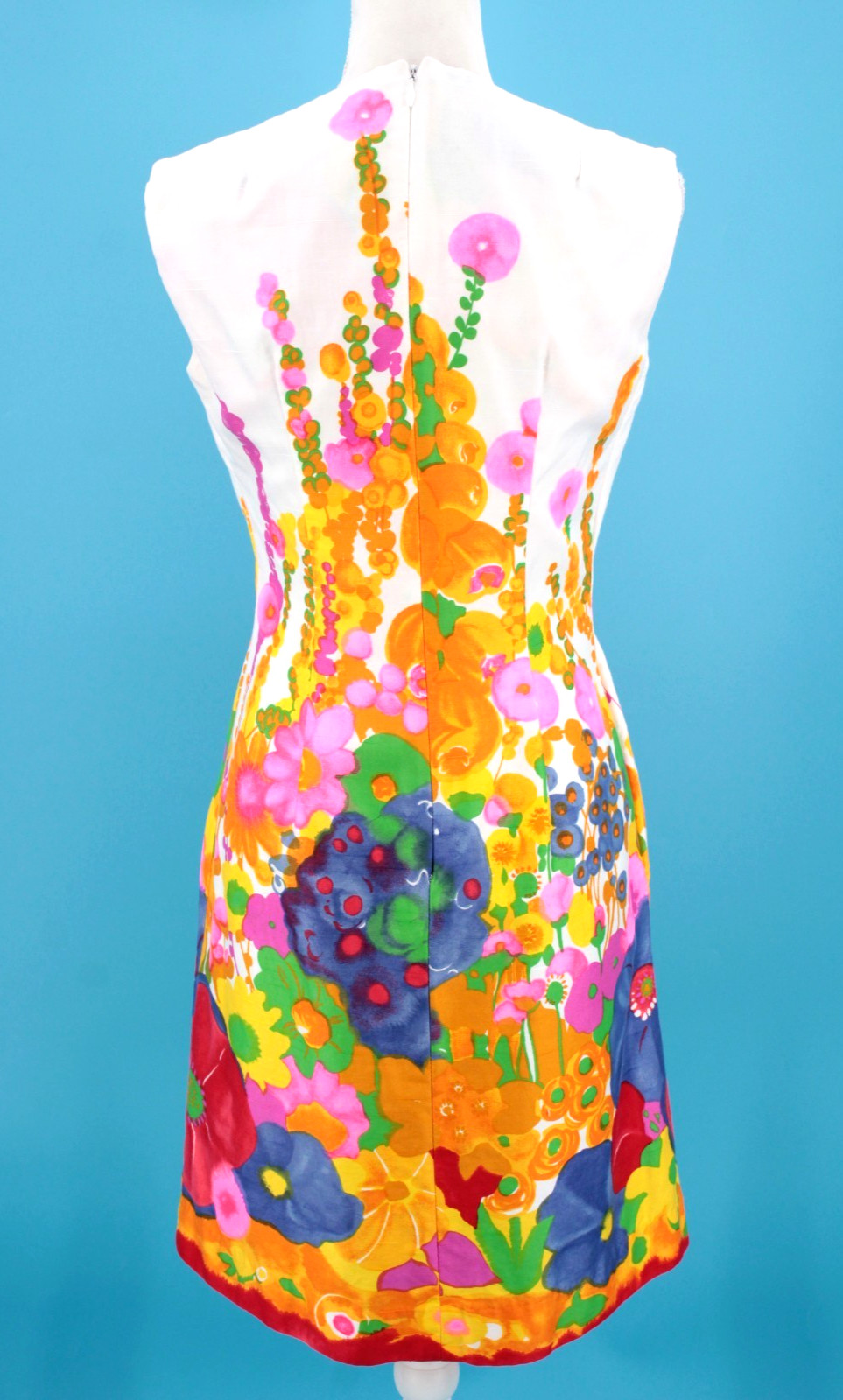 VTG 60s Psychedelic Floral Hawaiian Sheath Dress XS/S 1960s Alice Polynesian