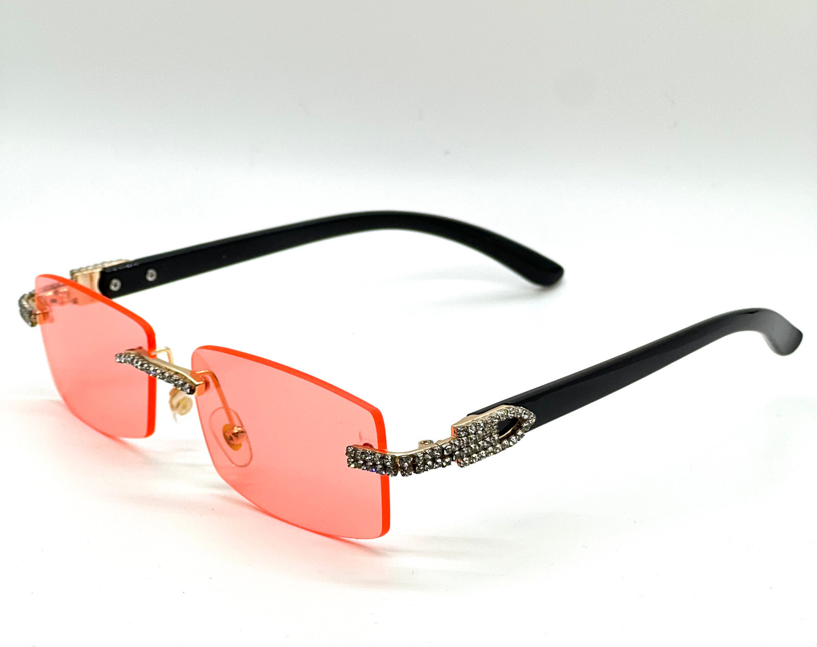 Diamond Sunglasses BUFF’S BLUE lens gold Buffs Retro vintage Hip Hop rapper Iced