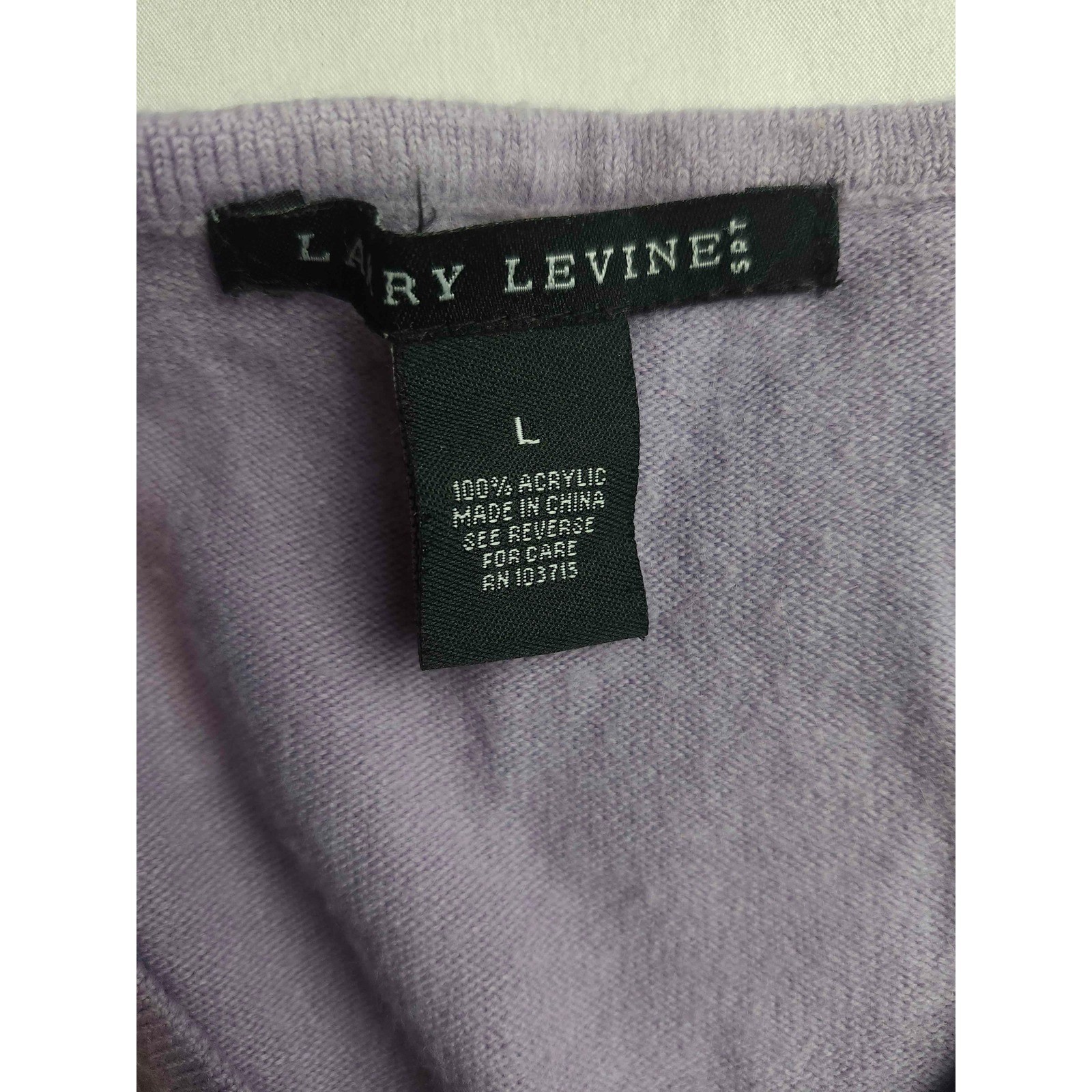 Larry Levine Purple Ombre V-Neck Sweater Long Sleeve Knit Top Size L Womens