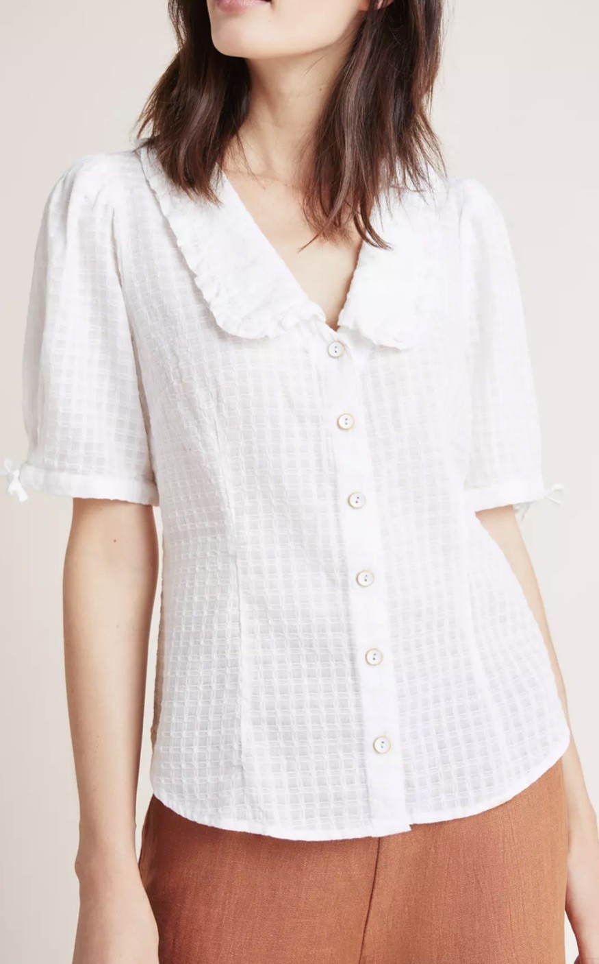 Anthropologie Maeve Roswell Collared Blouse White Women’s 8