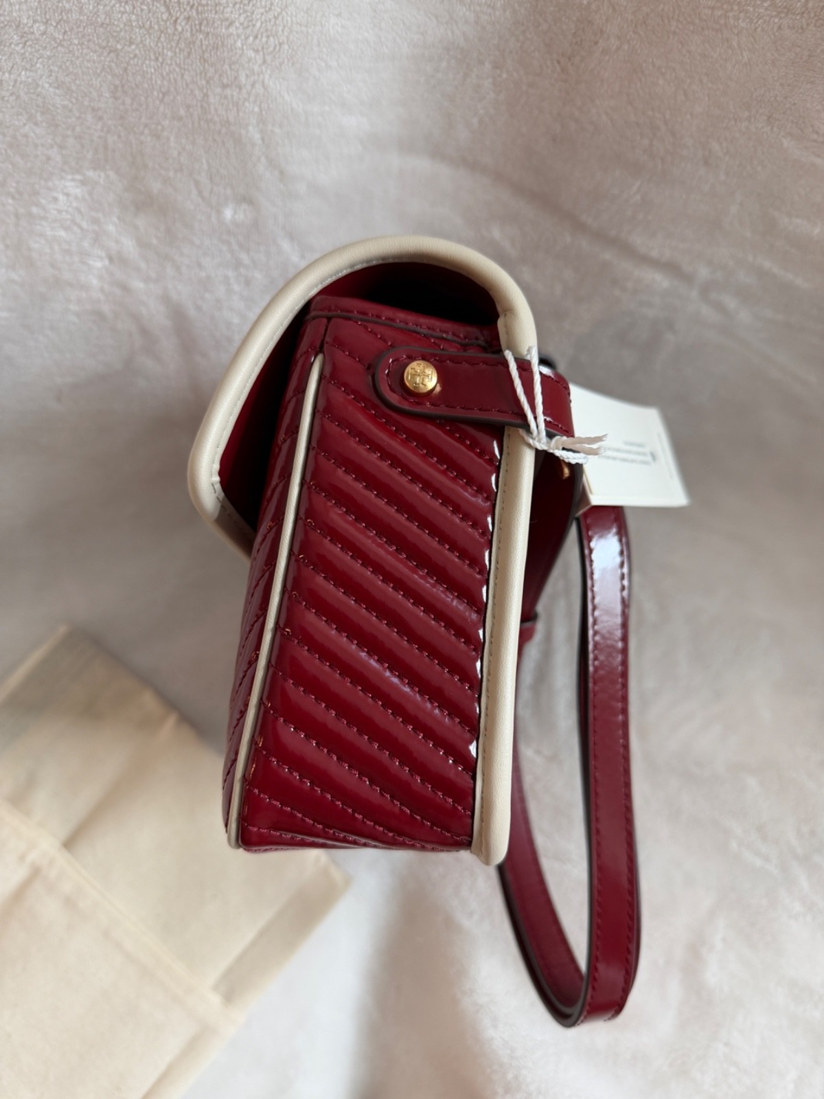 NWT Tory Burch Robinson Quilted Patent Leather Shoulder Crossbody Red Bag RARE
