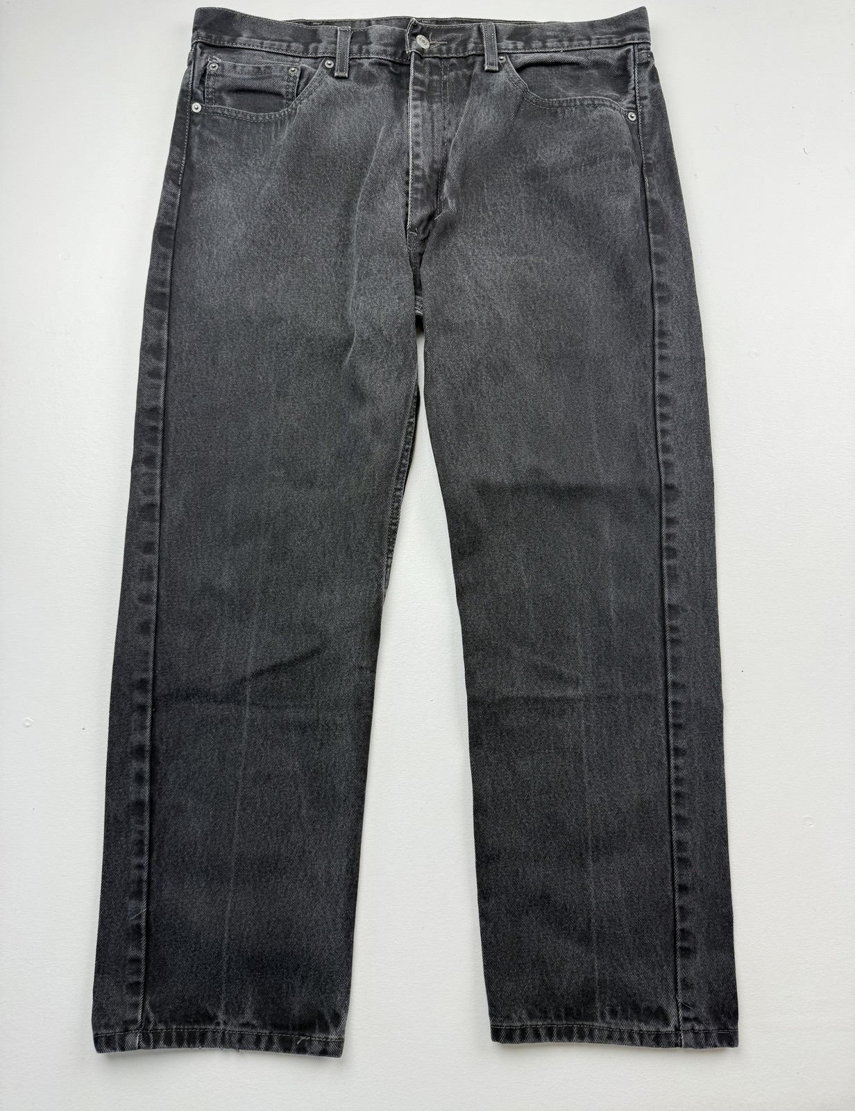 Levis 505 Jeans Mens 38×30 Gray Charcoal Wash Denim Regular Straight Leg Casual