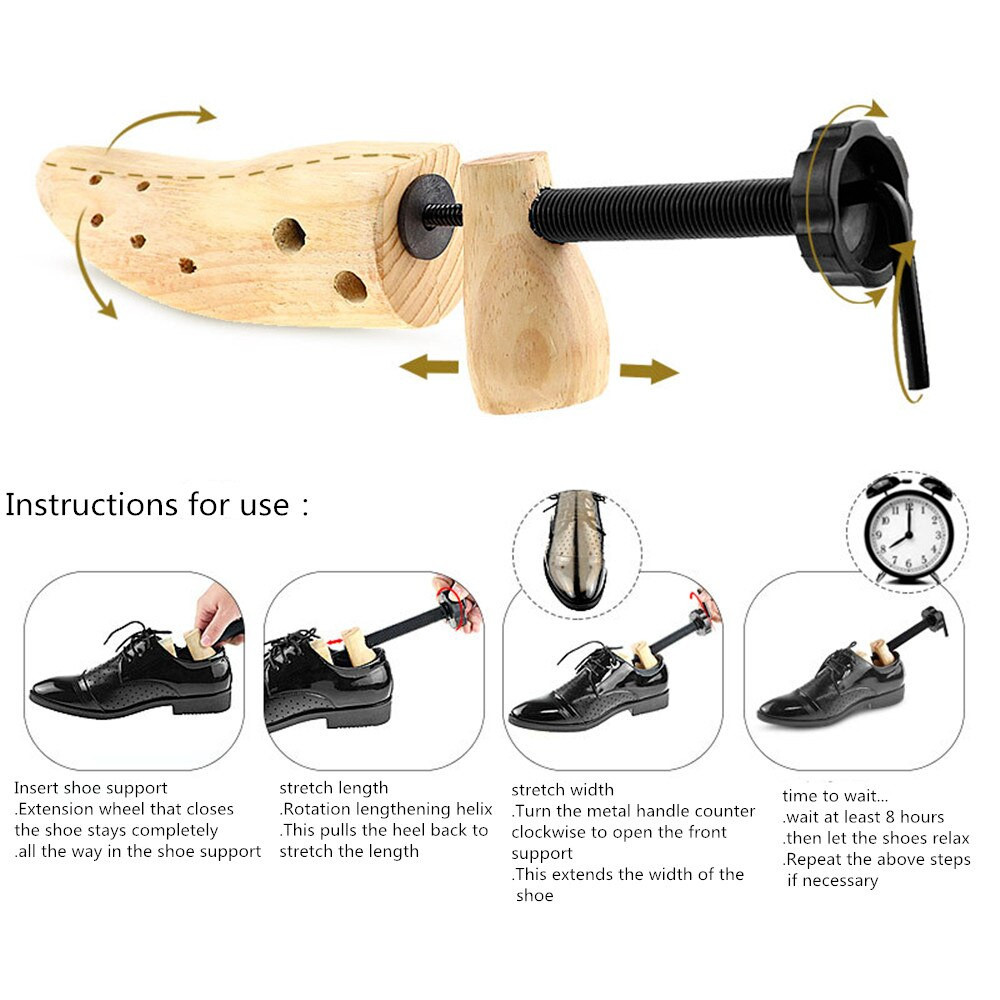 2-Way Wooden Adjustable Shoe Stretcher Expander Men Women Boot Size US 4-14