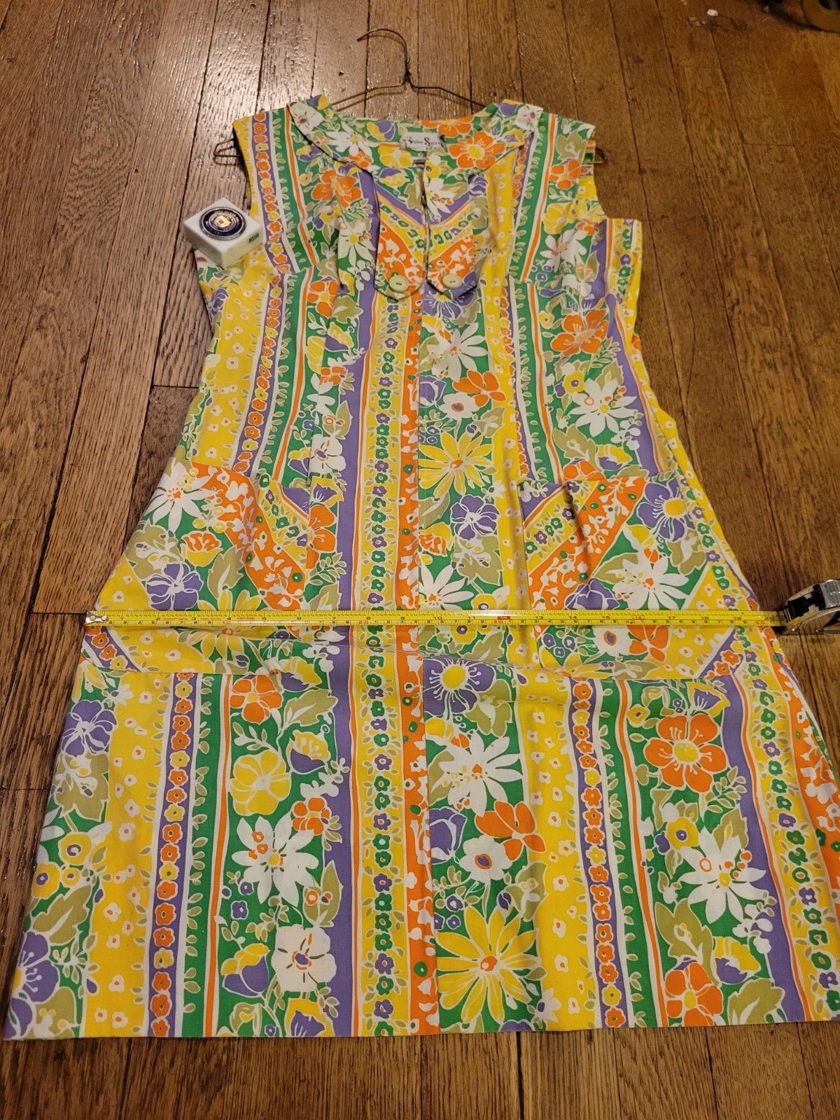 Shaker Square Bill Sims Vtg Sleeveless Front Pockets 60s petite measurement pics