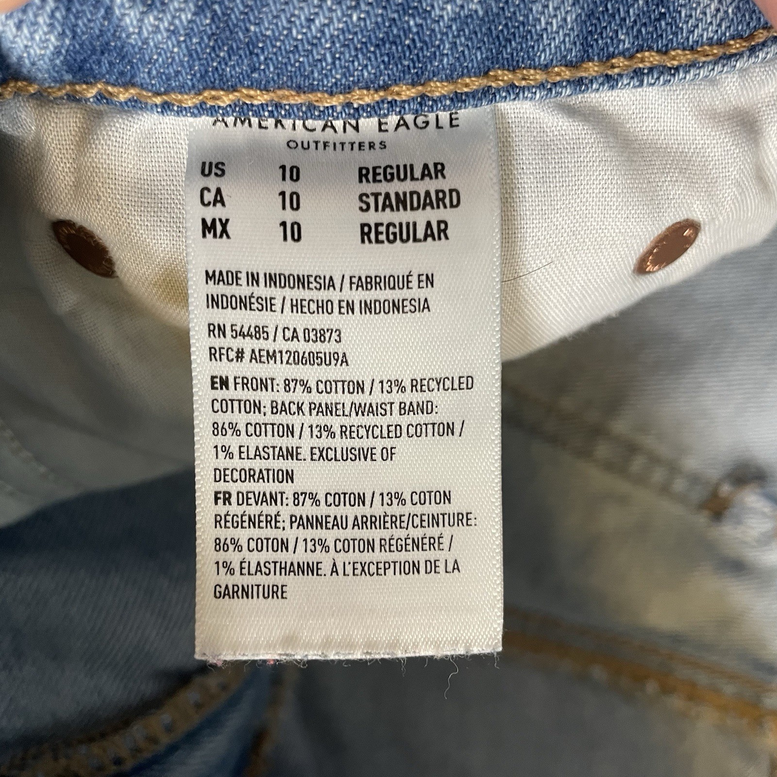 American Eagle Strigid Jeans Sz 10 Stovepipe Denim Jeans Medium Indigo