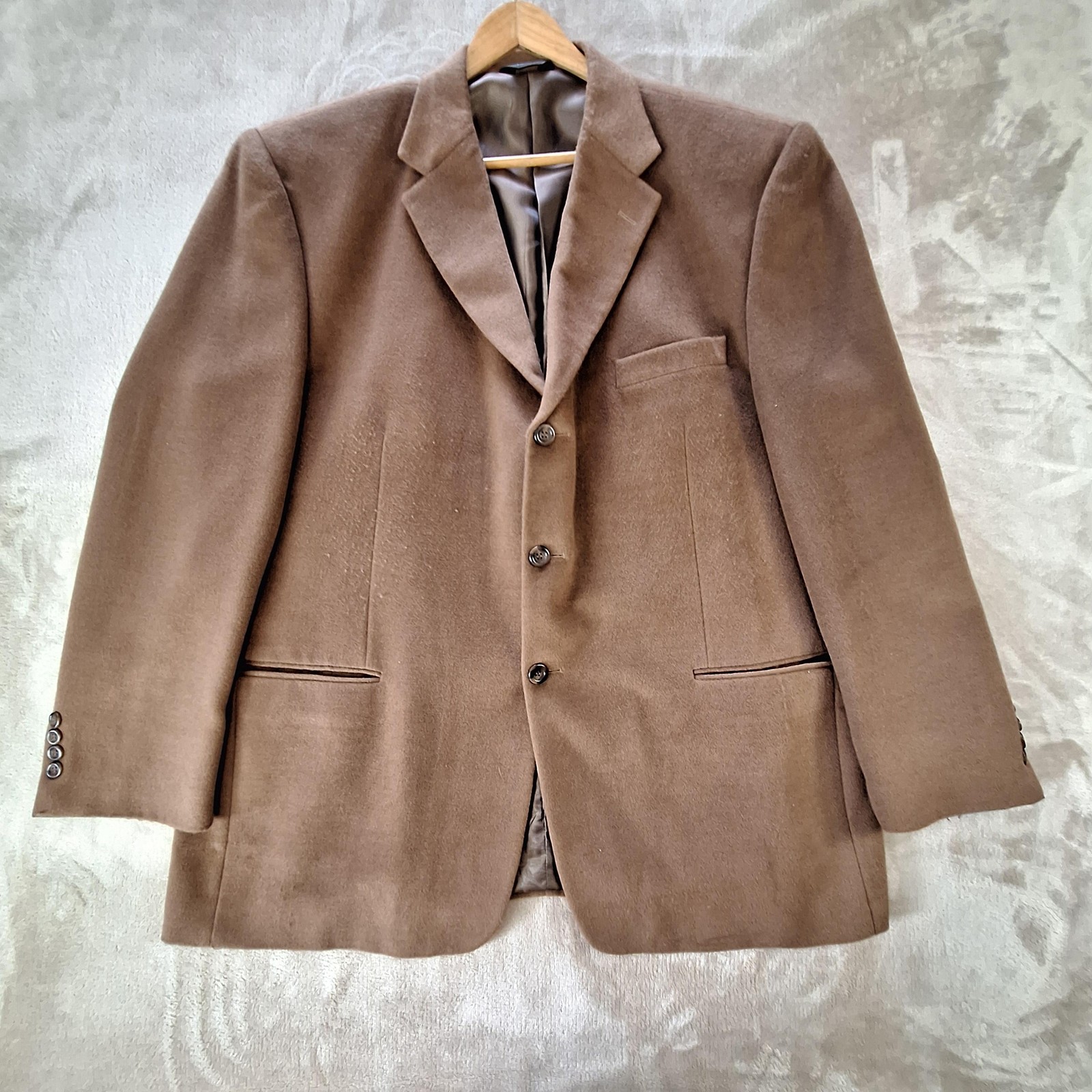 Lineage Sport Coat Mens 50 Brown Lambs Wool Feel Ventless 3 Button Classic Fit