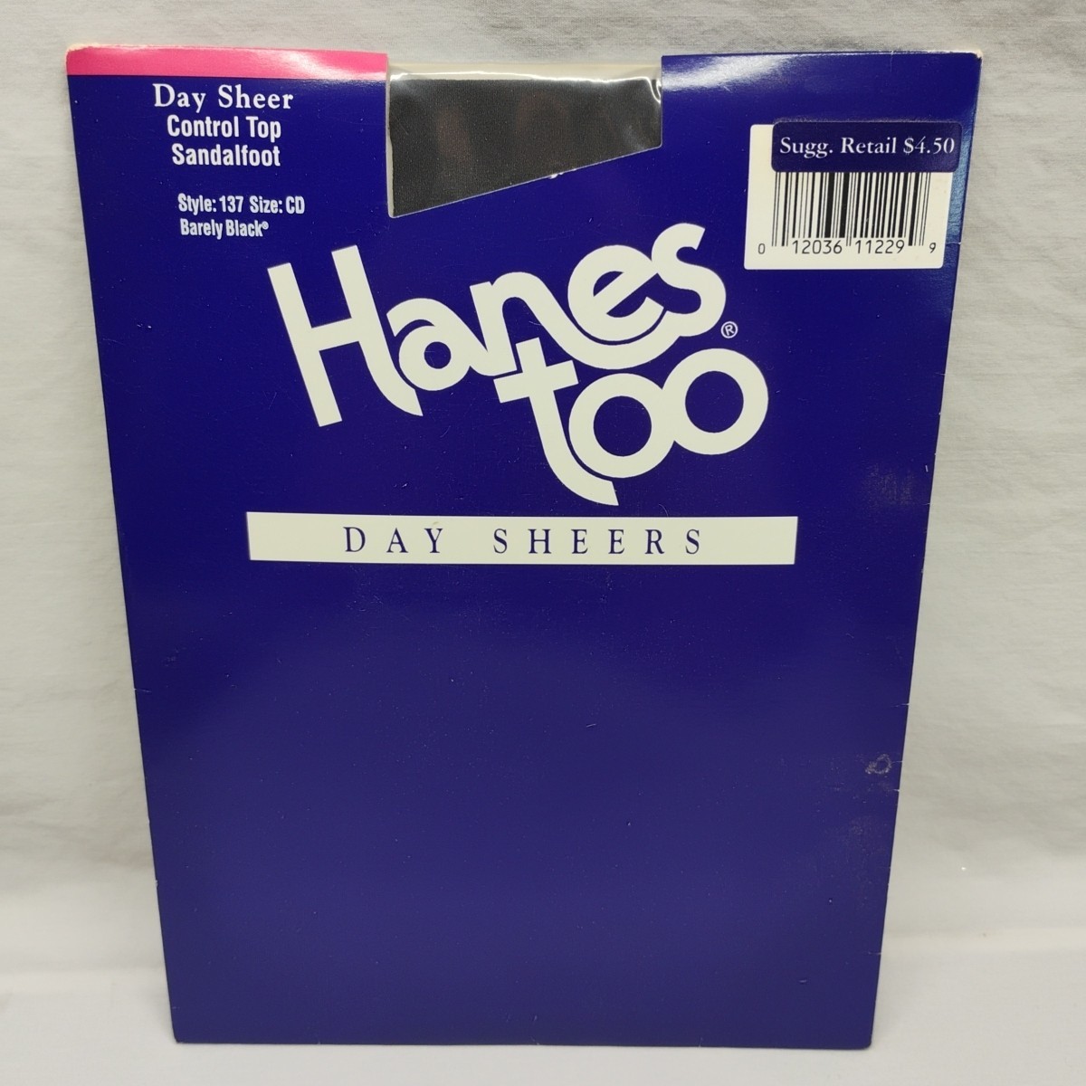 Hanes Too Day Sheer Control Top Pantyhose Barely Black Size CD Vintage Style 137